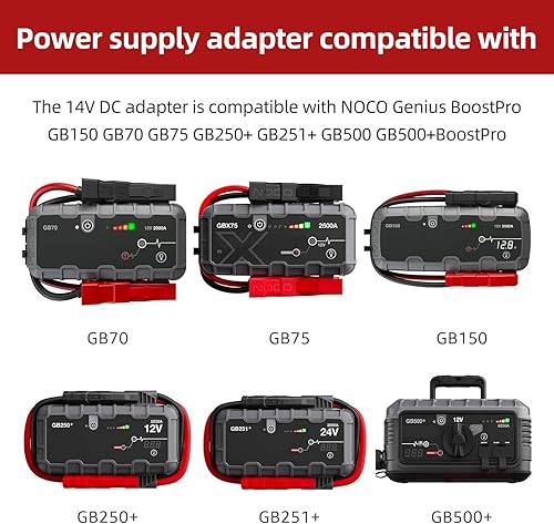 Miniatura 2 de Cable cargador de coche de 14 V 56 W CC para NOCO GB70 GB150 GB250+ GB251+ GB500 GB500+ Genius Boost Ultra Safe Batería de arranque de litio XGC4