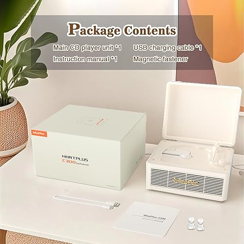 Miniatura 6 de Reproductor de CD portátil con Bluetooth 5.2, batería recargable y altavoces integrados, diseño de maleta retro de alta fidelidad para decoración