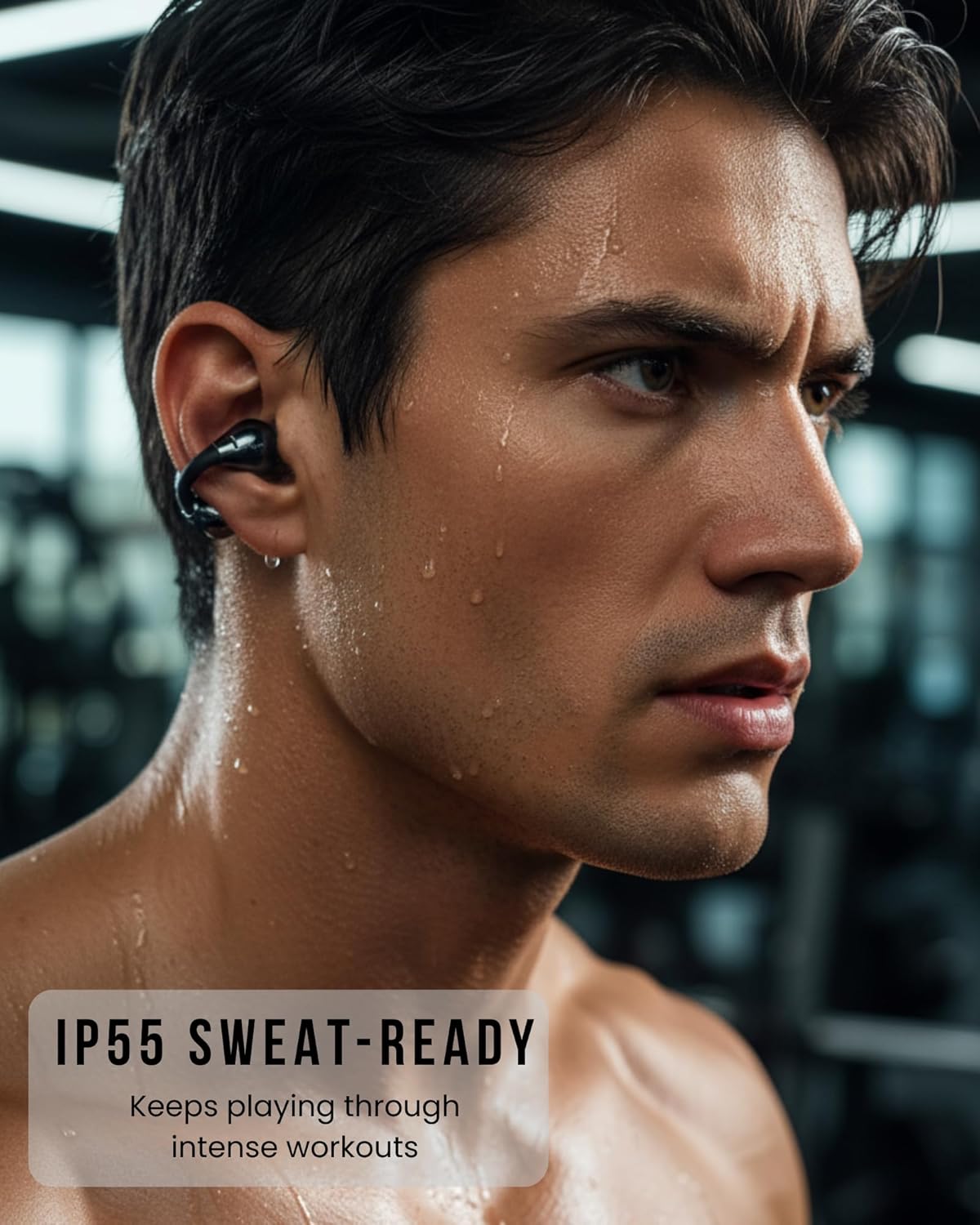 ESSONIO Open Ear Clip-On Bluetooth Headphones, 60H Secure Fit Earbuds for Small Ears, Glasses Wearers, AI ENC for Office Calls, IP55 Water Resistant Multipoint Connection Spatial Audio for Running