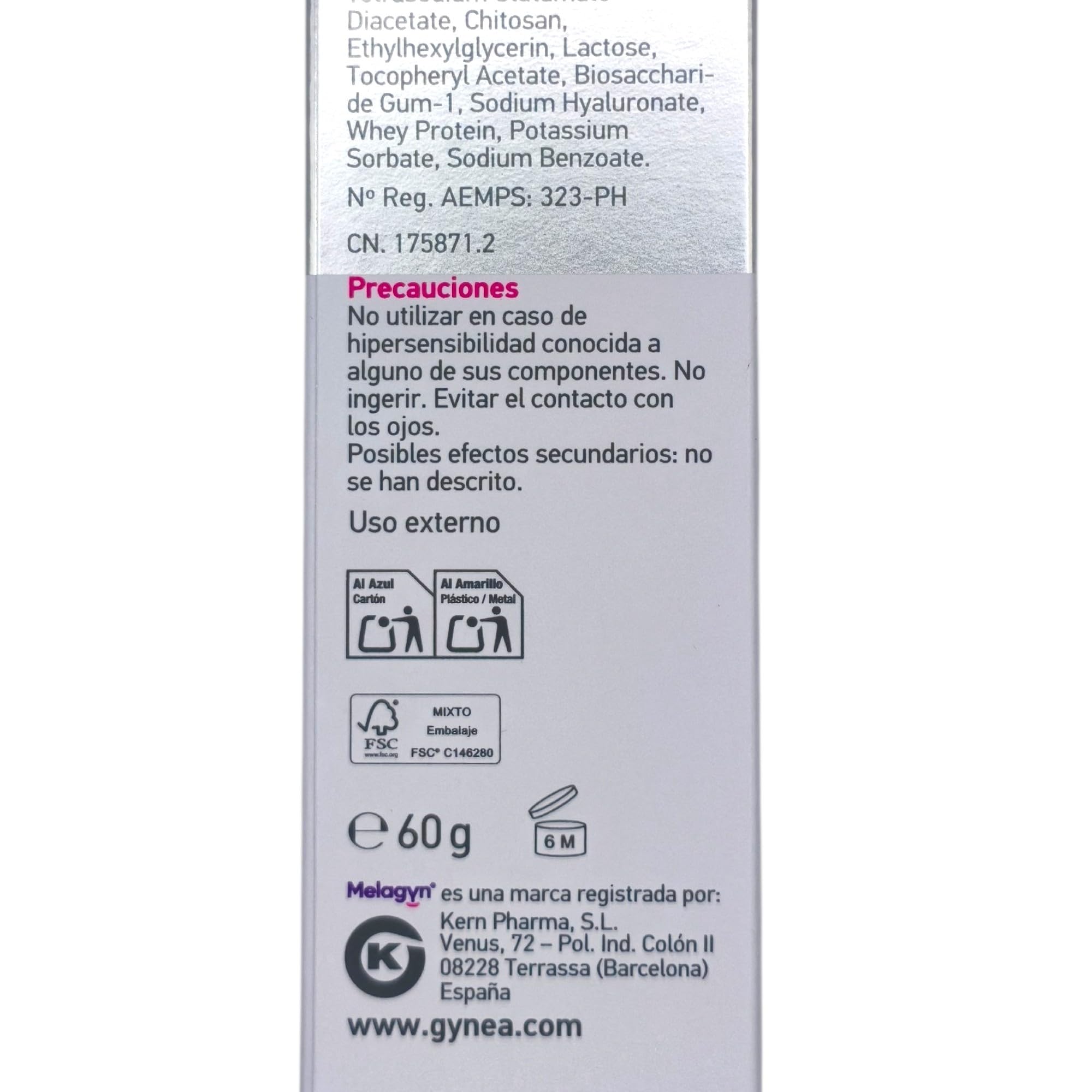 Gynea Melagyn Hidratante Vaginal 60gr - Con Aloe Vera, Ácido Láctico y Ácido Hialuronico - Mucoadhesivo - Gel No Hormonal - Para Sequedad Vaginal