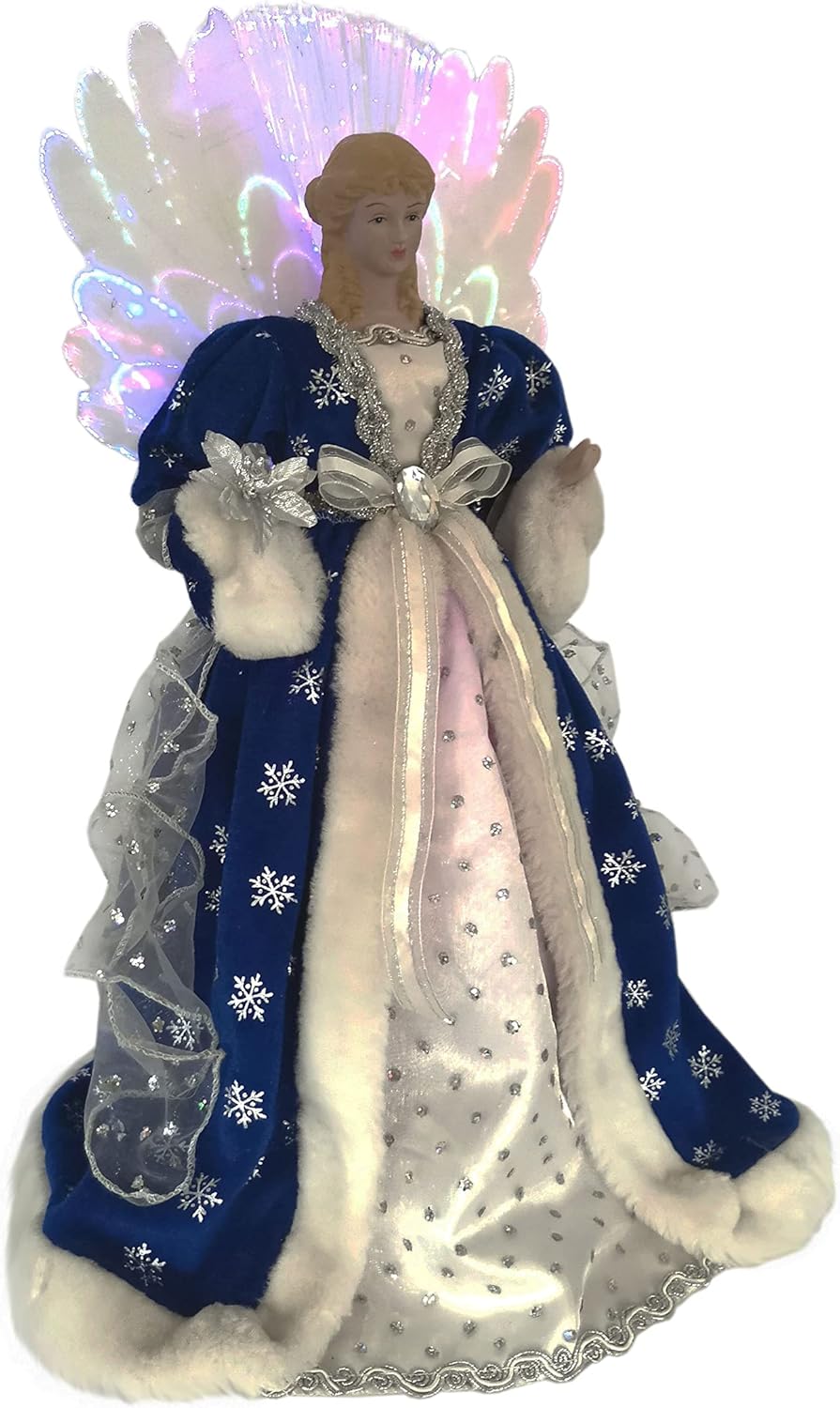 Windy Hill Collection 18" Inch Standing Blue & Silver Fiber Optic Angel Lighted LED Christmas Tree Topper or Table Top 169510