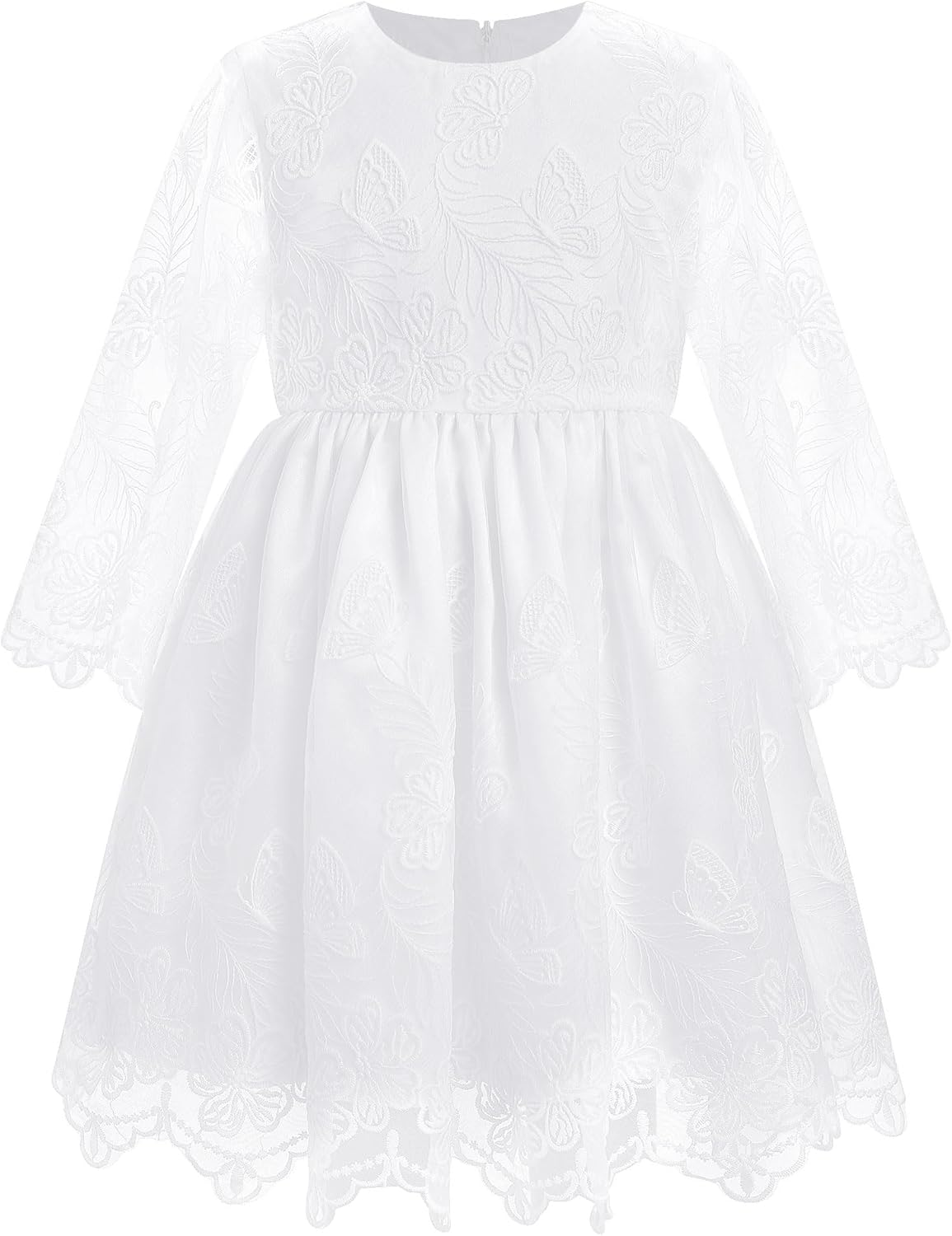 IDOPIP Baby Girl Christening Baptism Dress Lace Flower Girl Wedding Dresses with Headband Bonnet Newborn Birthday Gown Outfit