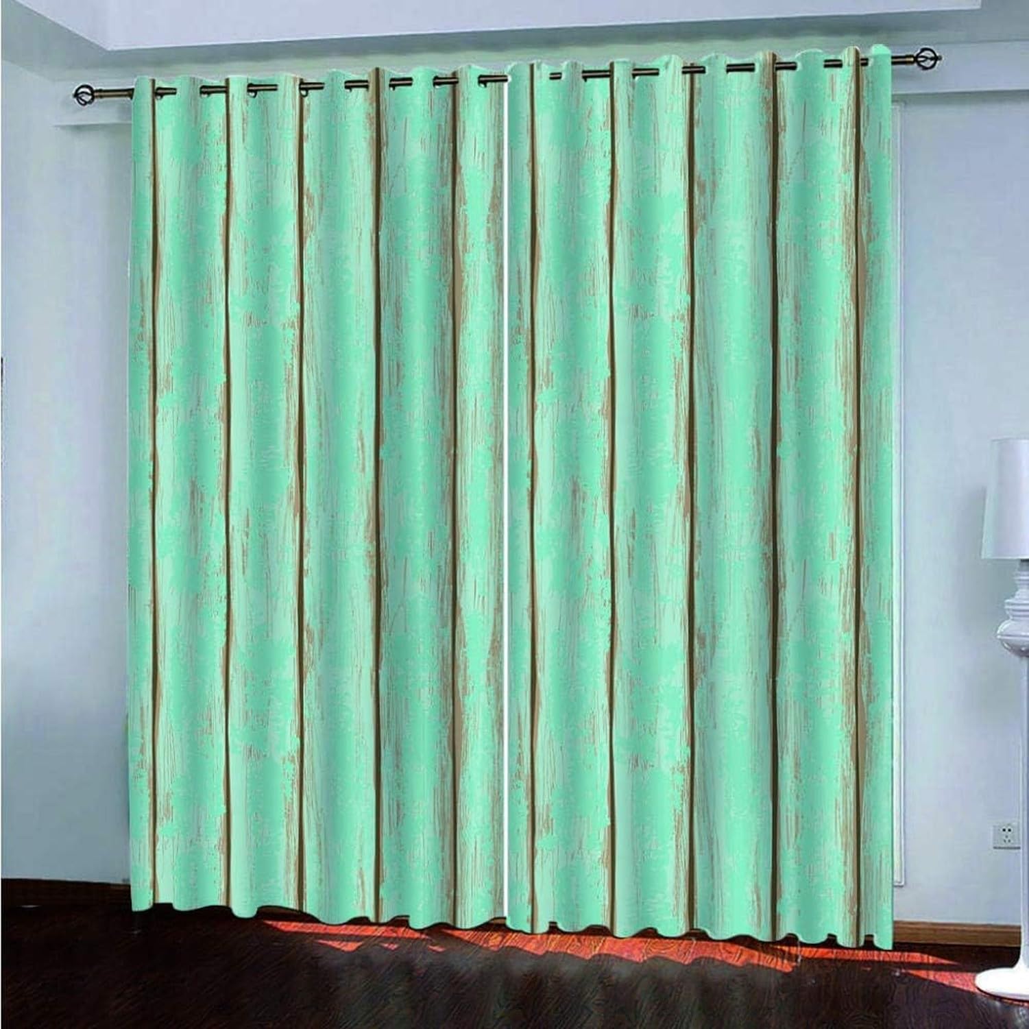 WOMGKDA Eyelet Curtains Mint Green 2 Panels, Thermal Insulated Fabric Curtain for Bedroom Living Room, Microfiber Blackout Curtain Energy Saving, 29.53x65.35