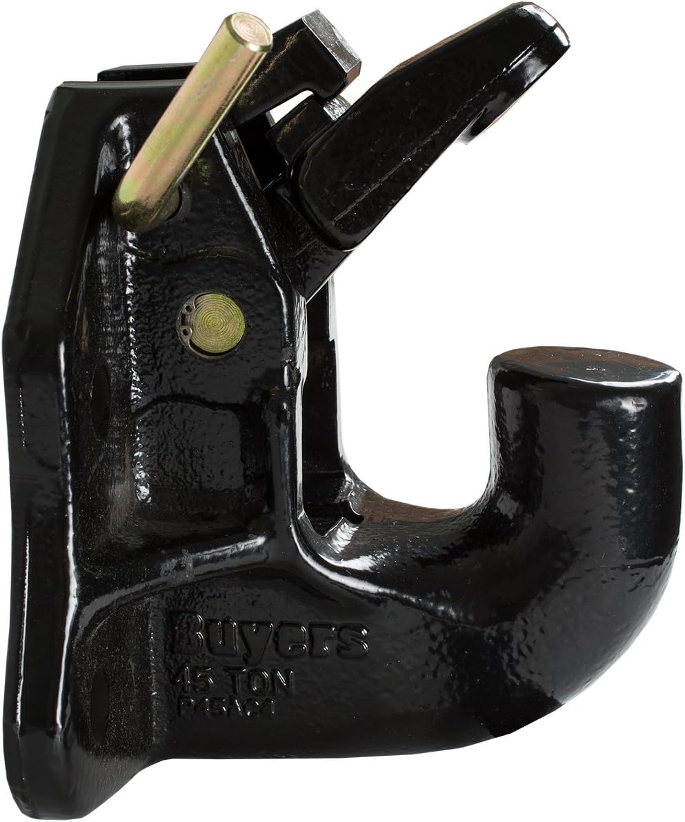 Buyers Products P45AC4 45 Ton Air Compensated Pintle Hook, 4-Hole Mount , Black