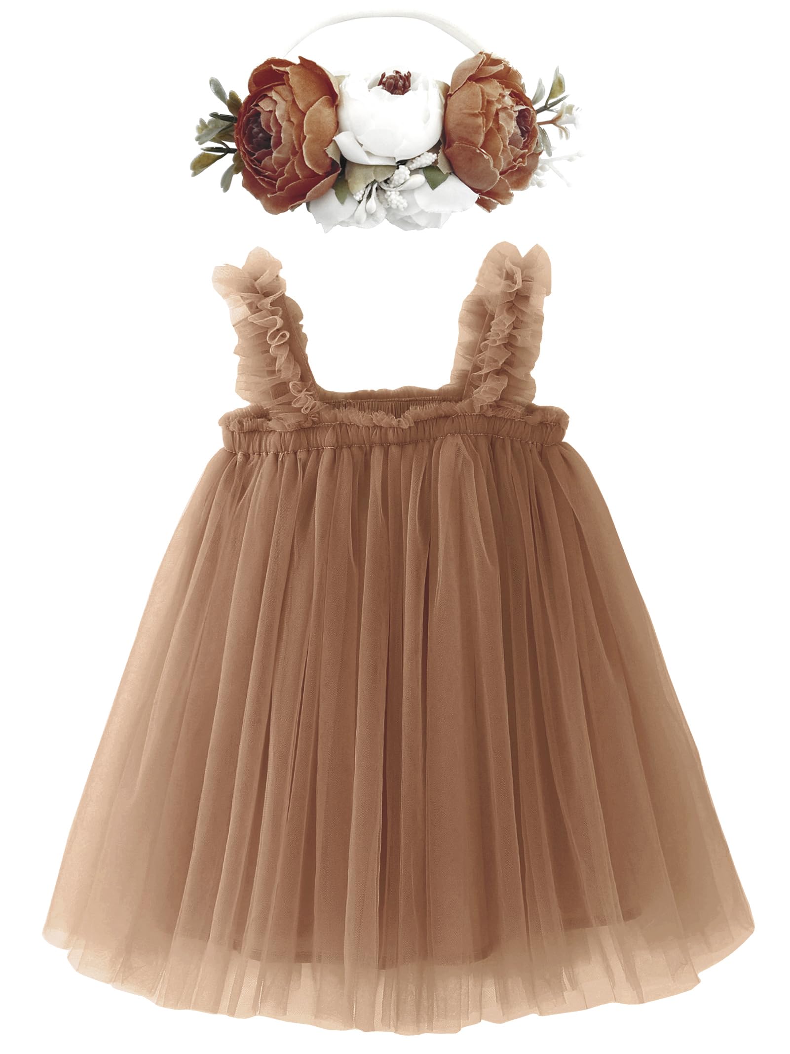 BGFKS Layered Tulle Tutu Dress for Toddler Girls,Baby Girl Rainbow Tutu Princess Skirt Set with Flower Headband.