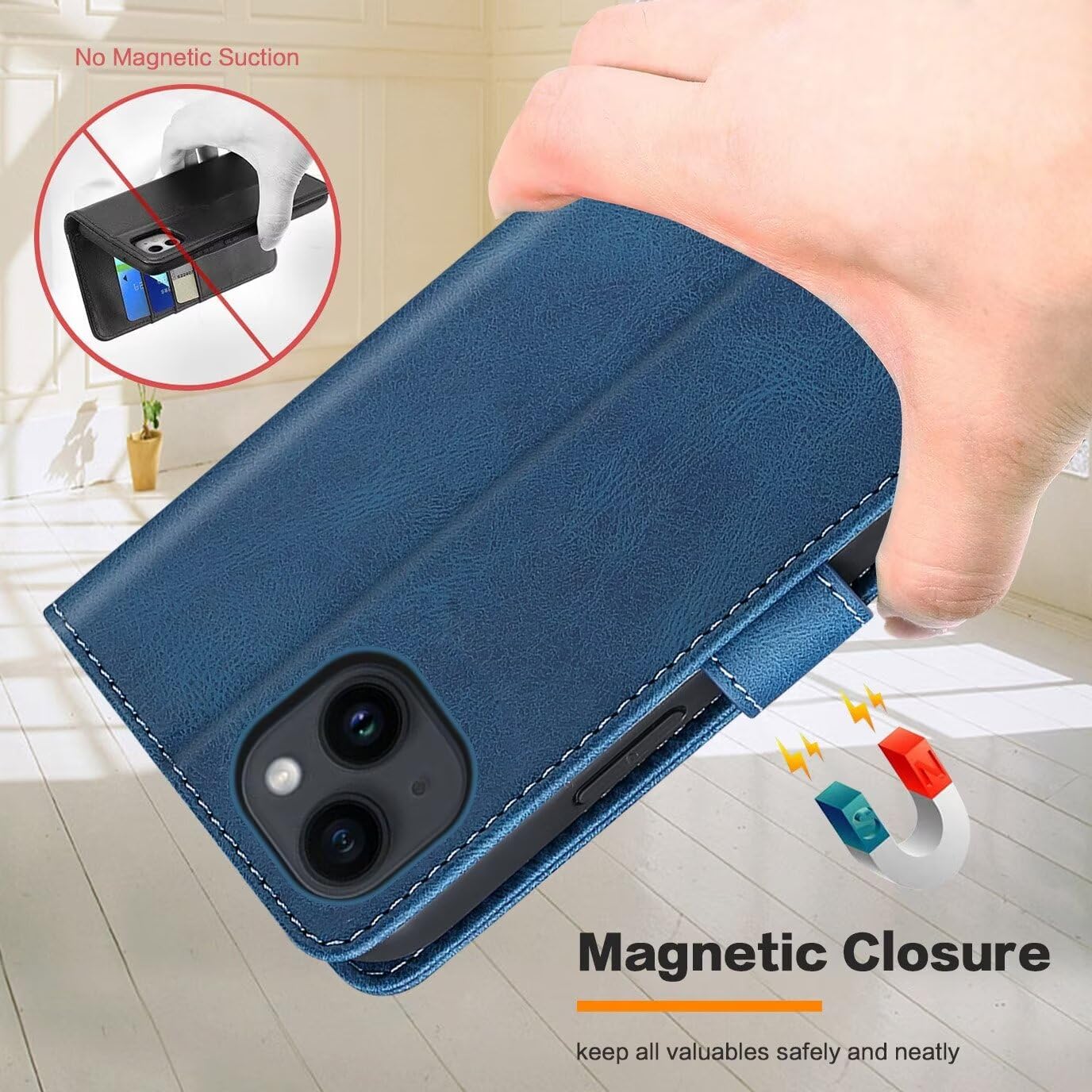 GoodcAcy Wallet Case for iPhone 16 Plus Leather Wallet Case, Flip Case with Card Holder and Magnetic Buckle - Image 2