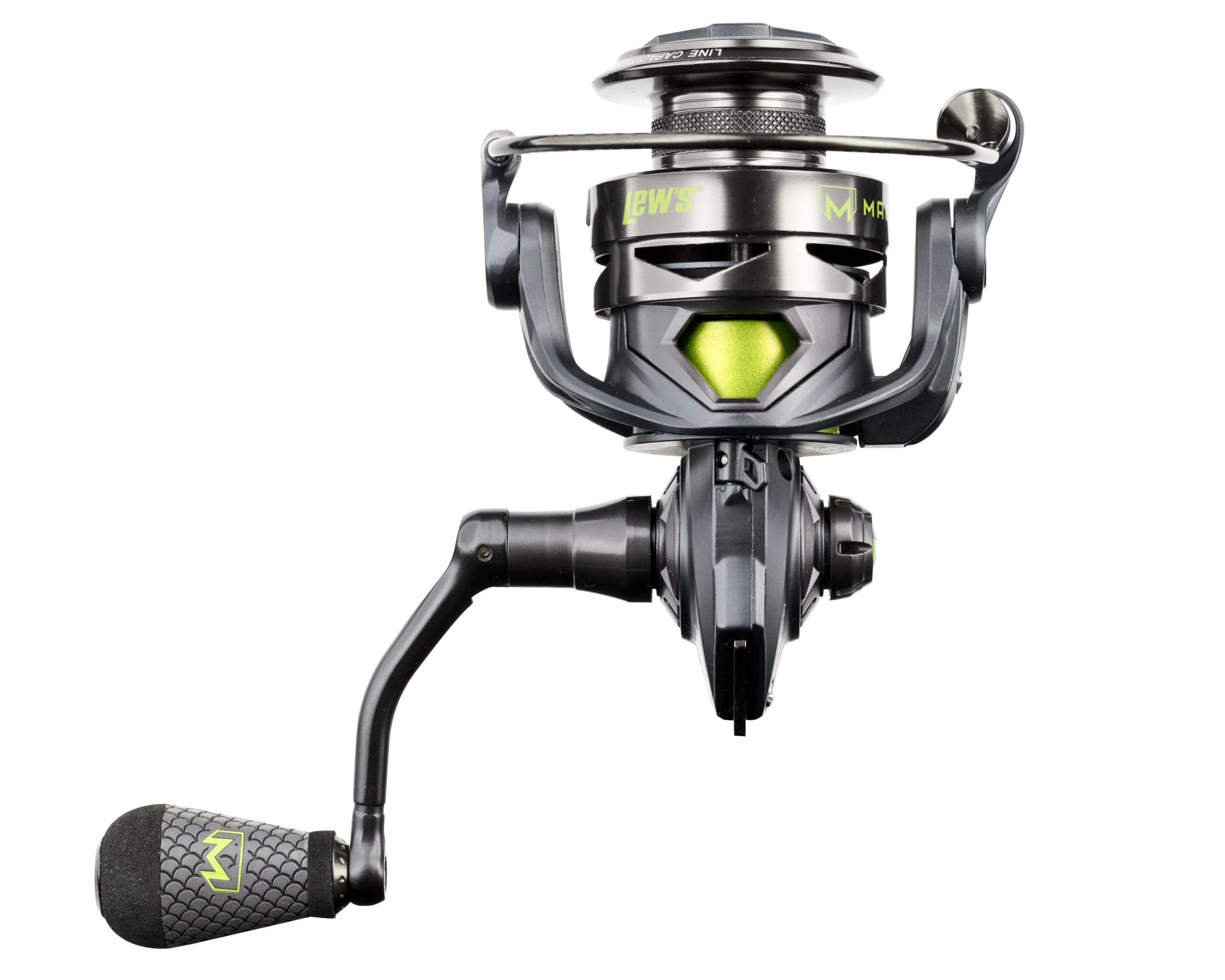 Lew's MACH 2 Spinning Fishing Reel, 6.2:1 Gear Ratio, Right or Left-Hand Retrieve, Aluminum Frame, Premium 10 Stainless Steel Ball Bearings, Black/Green