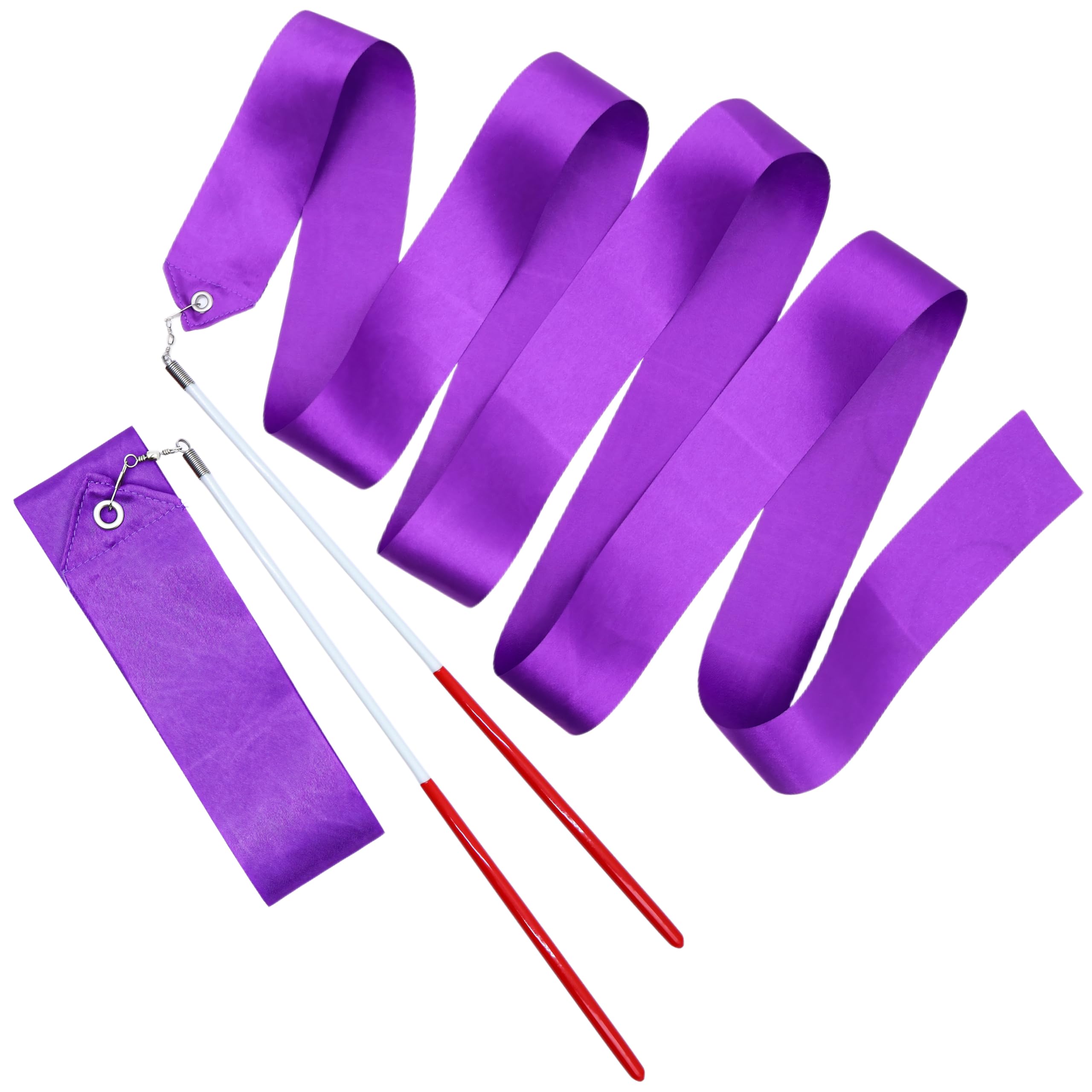 2pcs Rhythmic Dance Ribbons with Wands, 78.7 Inch Rhythmic Gymnastics Ribbon Dancer Wand Twirling Dancing Ribbon Streamers, Fits Artistic Dancing Gymnastics Training (Purple)-image-10