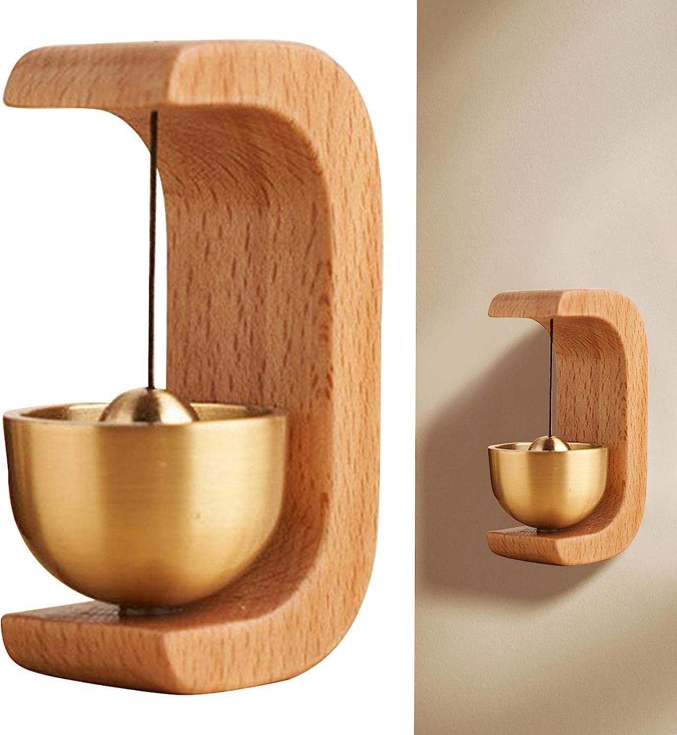 Ostin Shopkeepers Bell for Door Opening, Wooden Wind Chime, Small, Magnetically-Attached, Minimalist Decor 2