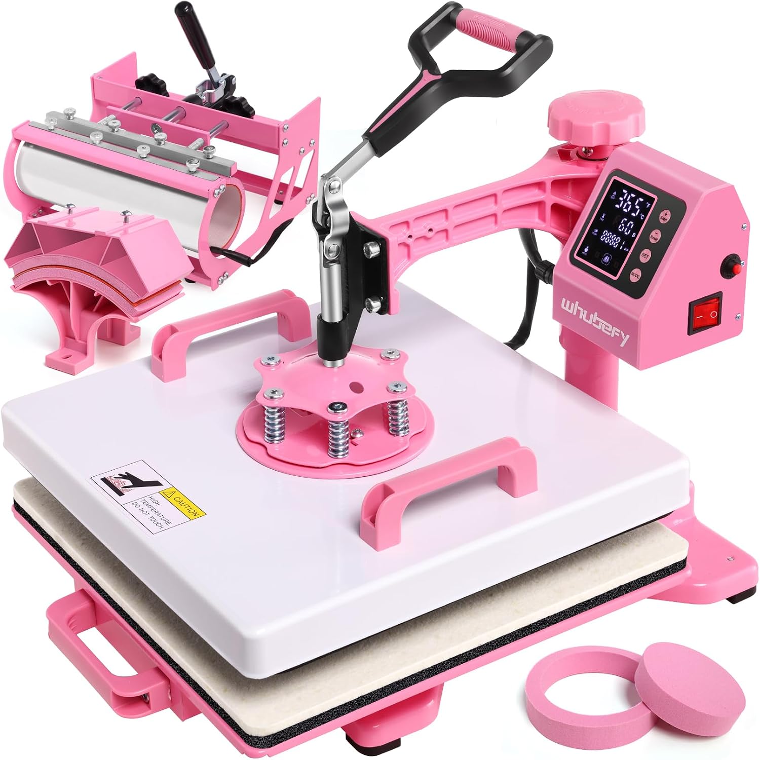 Whubefy 15x15 Heat Press Machine for T Shirts 5 in 1 Combo with 30oz Tumbler Press, Slide Out & Swing Away, Dual Tube Fast Heating, 3 Preset Modes & Counting Function for Bulk DIY Hats, Mugs, Plates