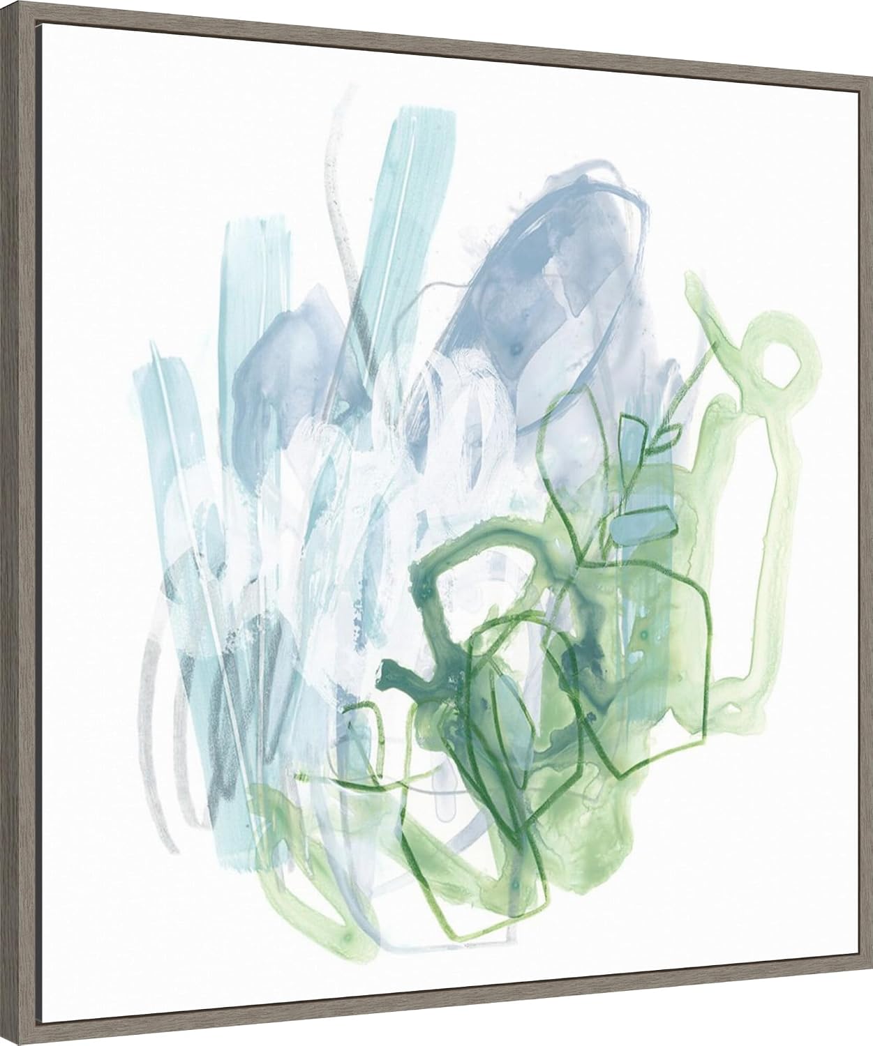 Amanti Art Framed Canvas Wall Art 30x30 Water Sprig I by June Erica Vess, Framed Wall Art Canvas, Abstract Artwork, Country Rustic Decor, Large Poster Painting for Living Room, Bedroom, Bathroom,