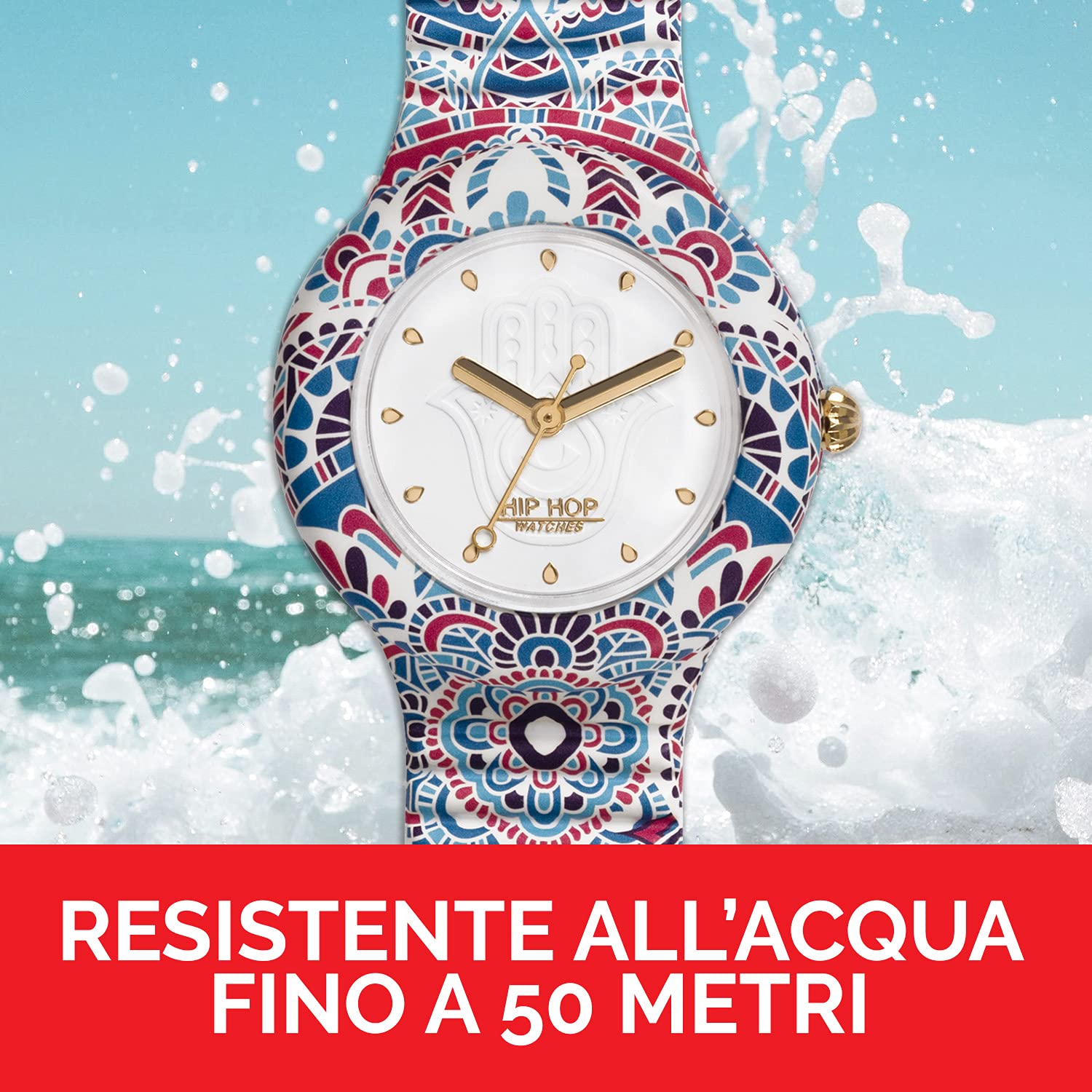 HIP HOP Orologio Solo Tempo Mandala, Orologio Donna Bianco con Stampa Mandala e Cinturino in Silicone Morbido Resistente all'Acqua