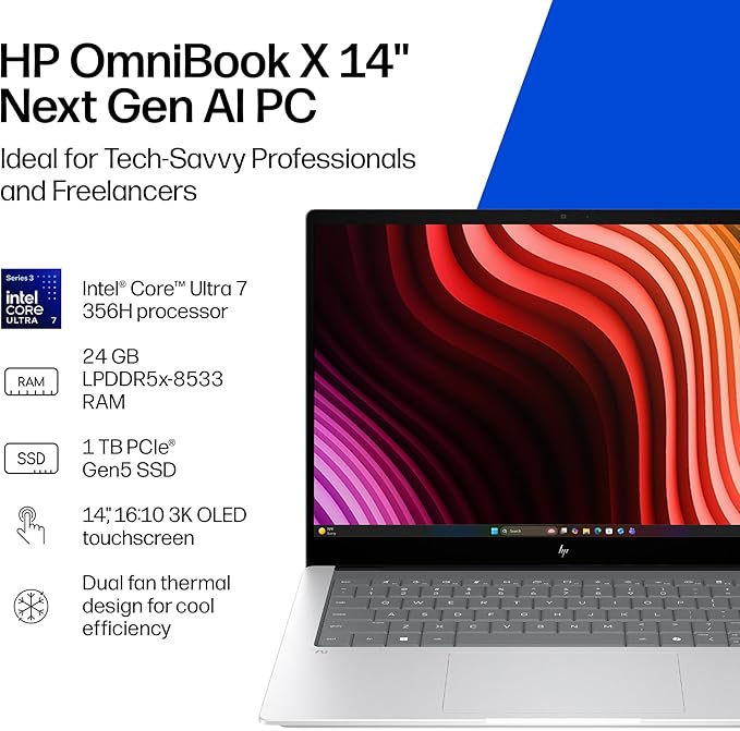 HP OmniBook X 14" 3K Touchscreen Intel Core Ultra 7 356H miniatura 2