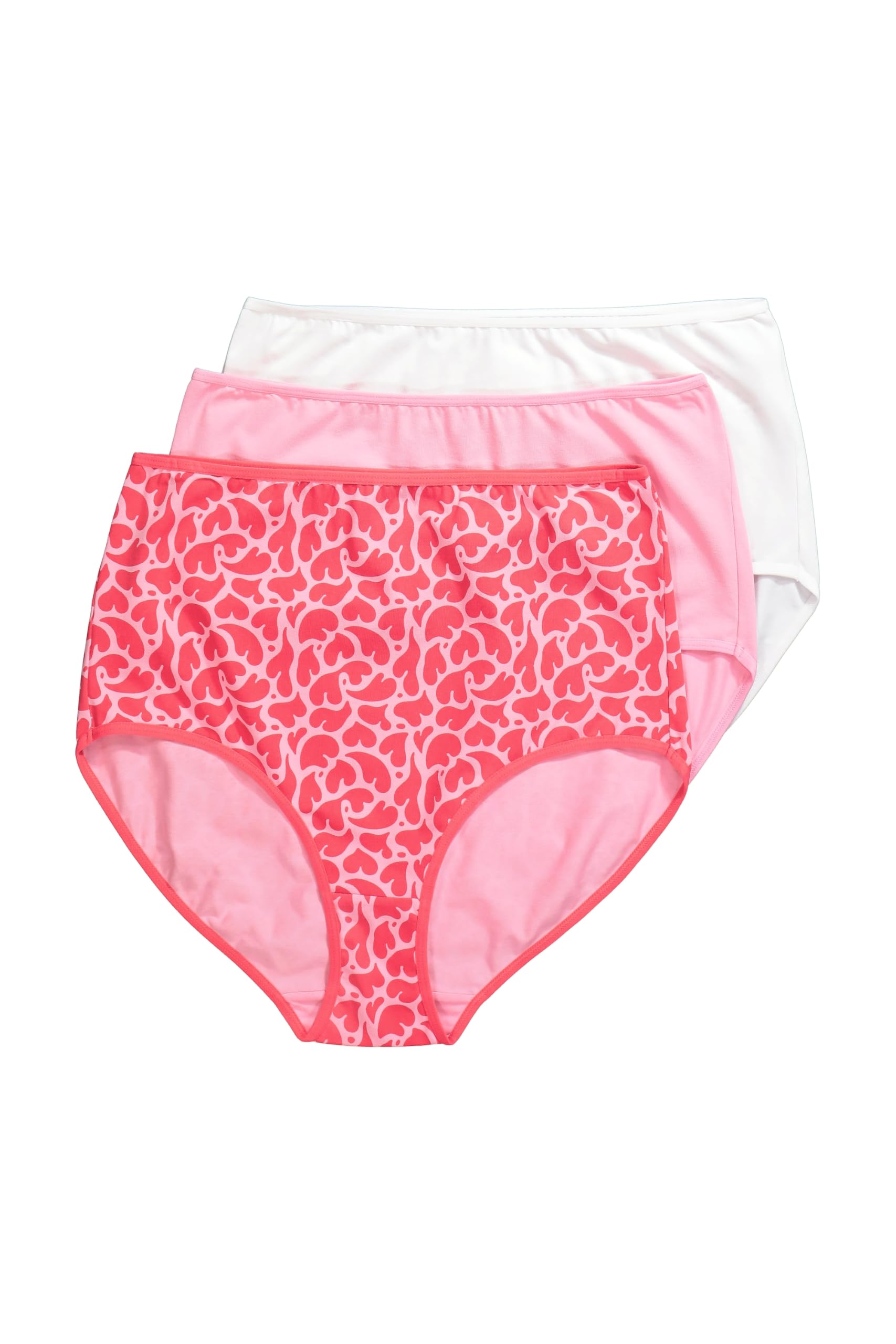 Ulla Popken Damen große Größen Übergrößen Plus Size Maxislips, 3er-Pack, Herzen, High Waist 846427
