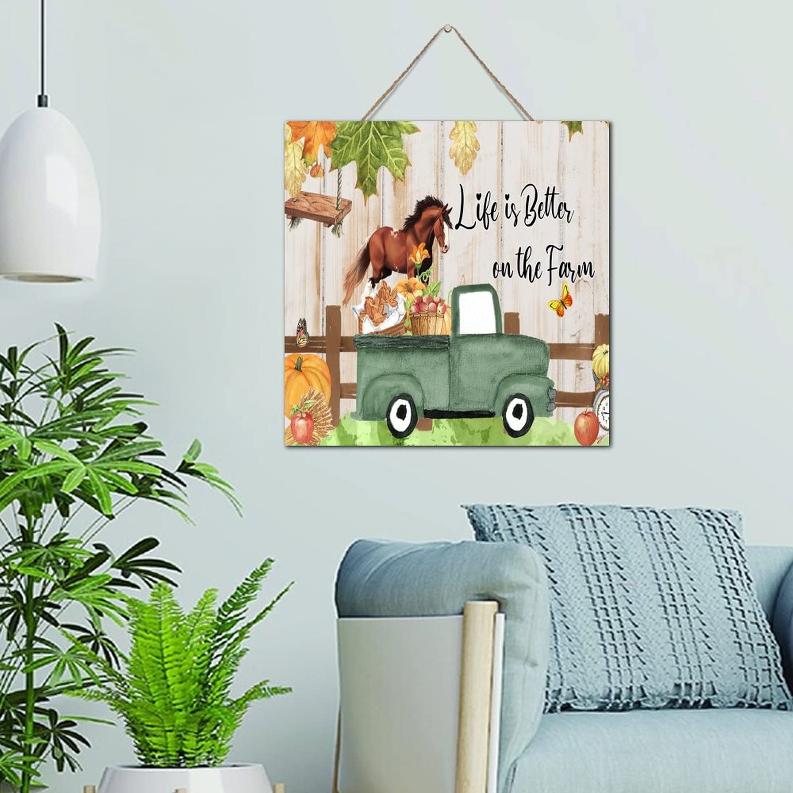 Plaque murale vintage decoration bois panneau suspendu rustique pour salon