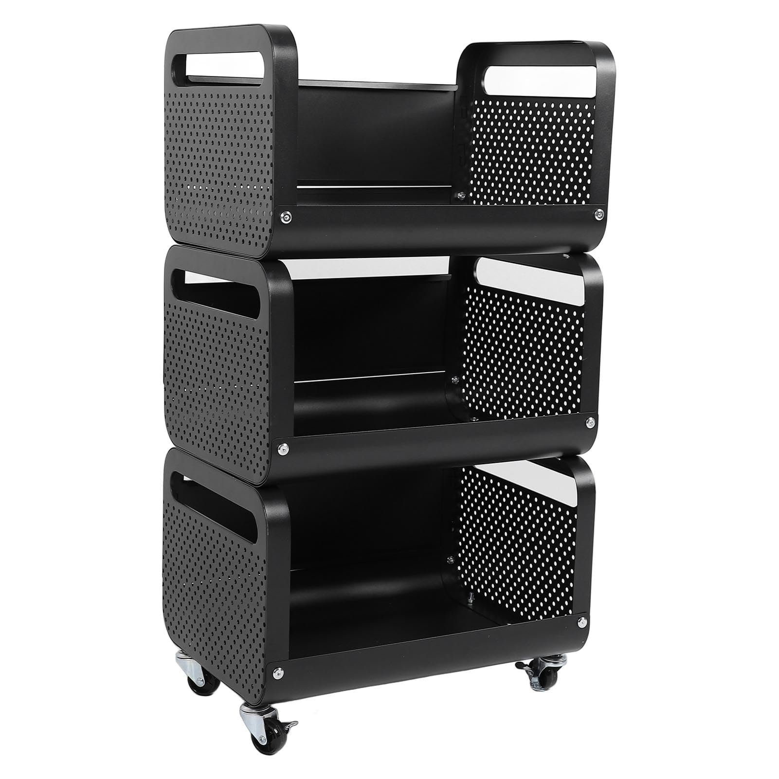 LJYKBFL Stainless Steel 3 Tier Rolling Utility Cart with Slide Out Storage Shelf Heavy Duty Mobile Shelving Unit for Kitchen Bathroom and Office Metal Wire Storage Rack with nizer Shelf for nization