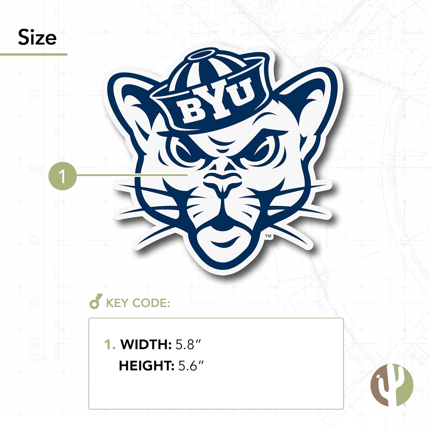 Desert Cactus Brigham Young University Cougars BYU Cougs Vinyl Decal Laptop Water Bottle Car Scrapbook Sticker (IND 9) - Image 3