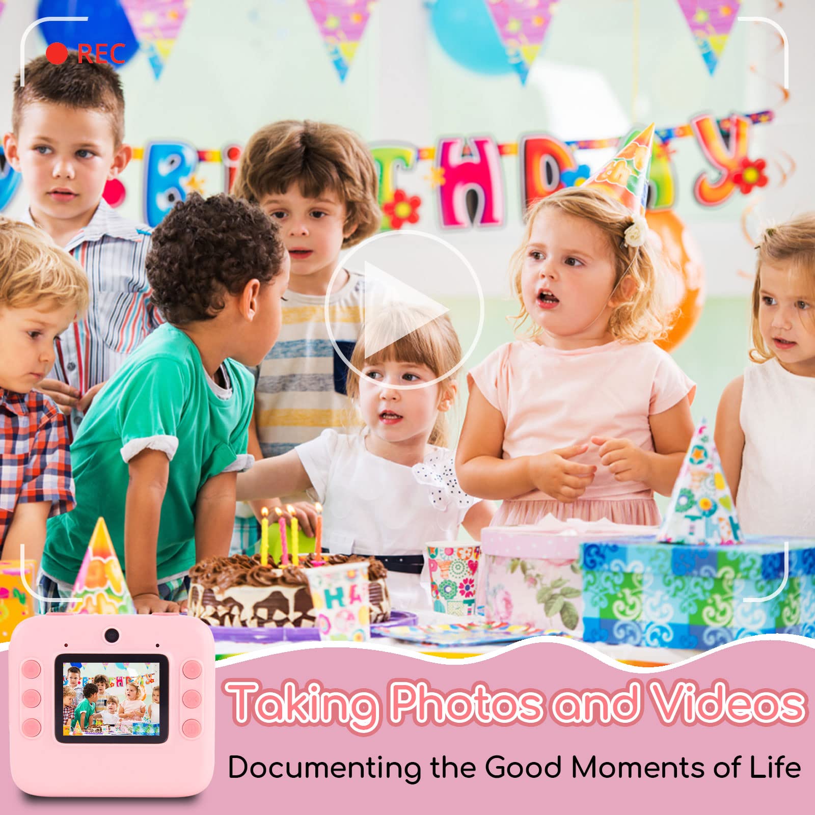 Sofortbildkamera Kinder 2.0 Zoll LCD 1080P HD mit Druckpapier und 32GB SD Karte