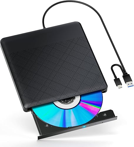 Unidad externa de CDDVD Reproductor de DVD ultrafino para portátil USB 3.0 Tipo-C Grabador de CDDVD Unidad óptica Compatible con PC portátil Mac