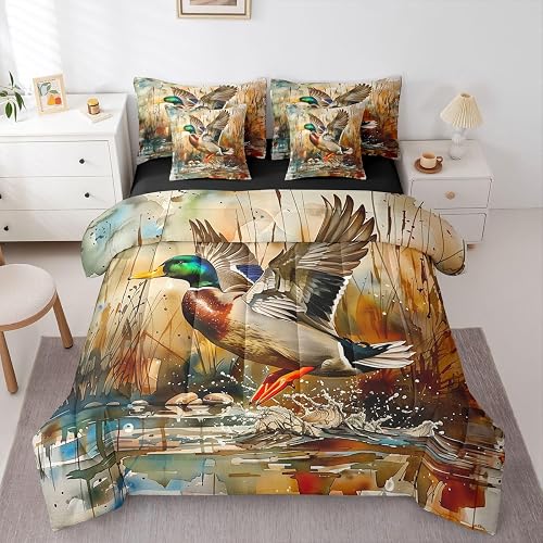 Erosebridal Mallards 7 Piece Bedding Set King Watercolors Comforter Set with She