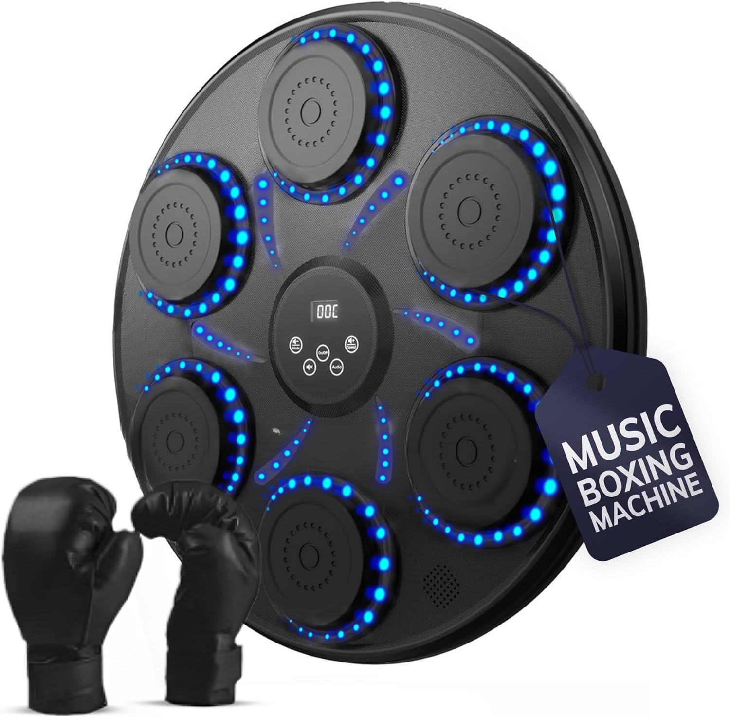 Music Boxing Machine for Adults and Kids, Wall-Mounted Music Punching Machine Exercise Equipment with Boxing Gloves, Fitness Equipment with Bluetooth and LED Display, Family Fun for All