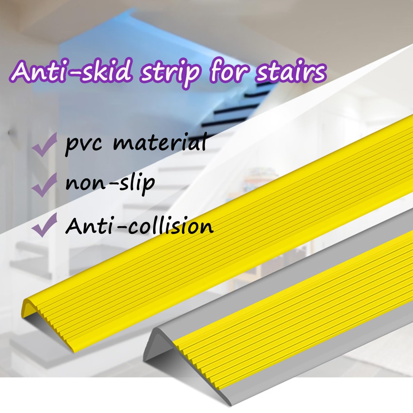 Autoadhesivo De Borde Para Escaleras en Forma De L, Tiras Antideslizantes para Peldaños, Tiras Antideslizantes Autoadhesivas, Material De Pvc, Adhesivo Y Antideslizante, Apto para Escaleras ( Color :