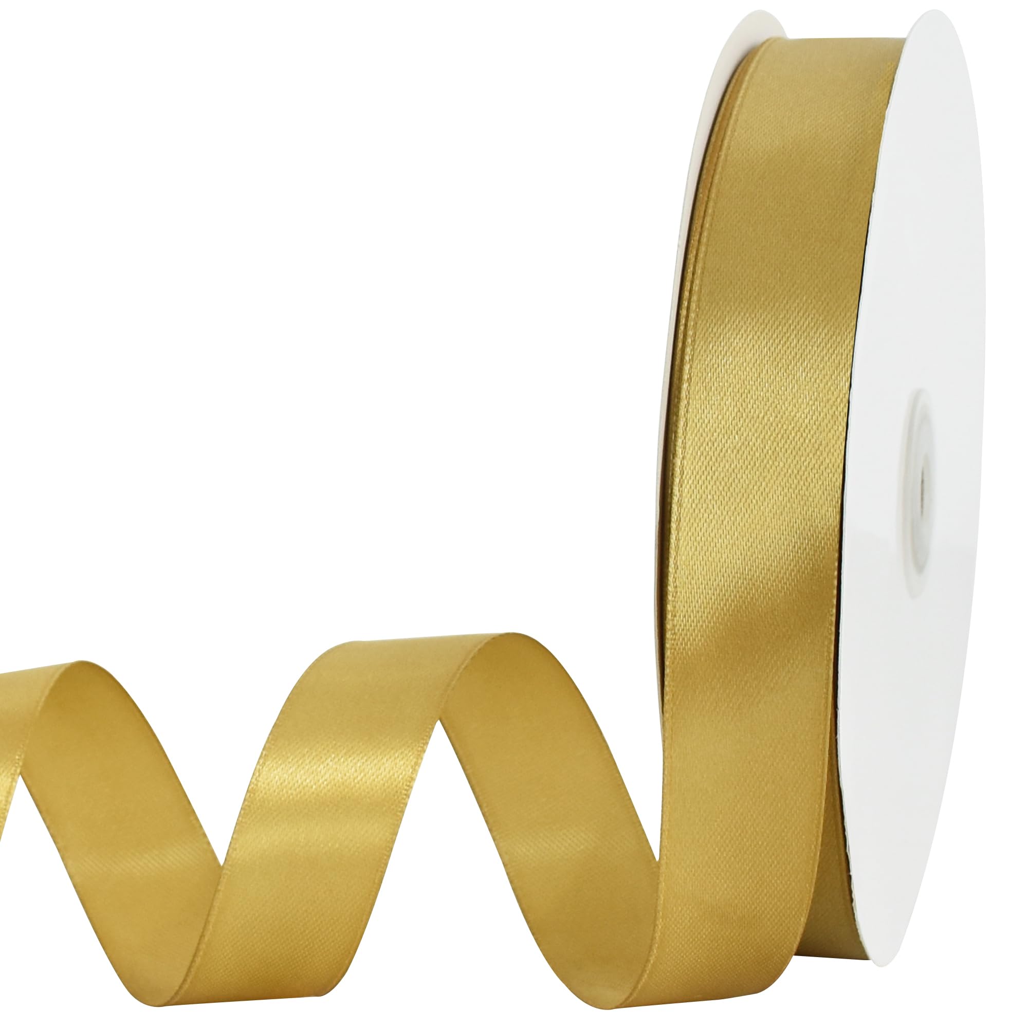 TONIFUL 7/8 Inch x 100yds Gold Satin Ribbon Thin Solid Frabic Ribbons for Gift Wrapping, DIY Crafts Bows, Invitations, Floral Bouquets, Christmas Wedding Party Valentine's Decor