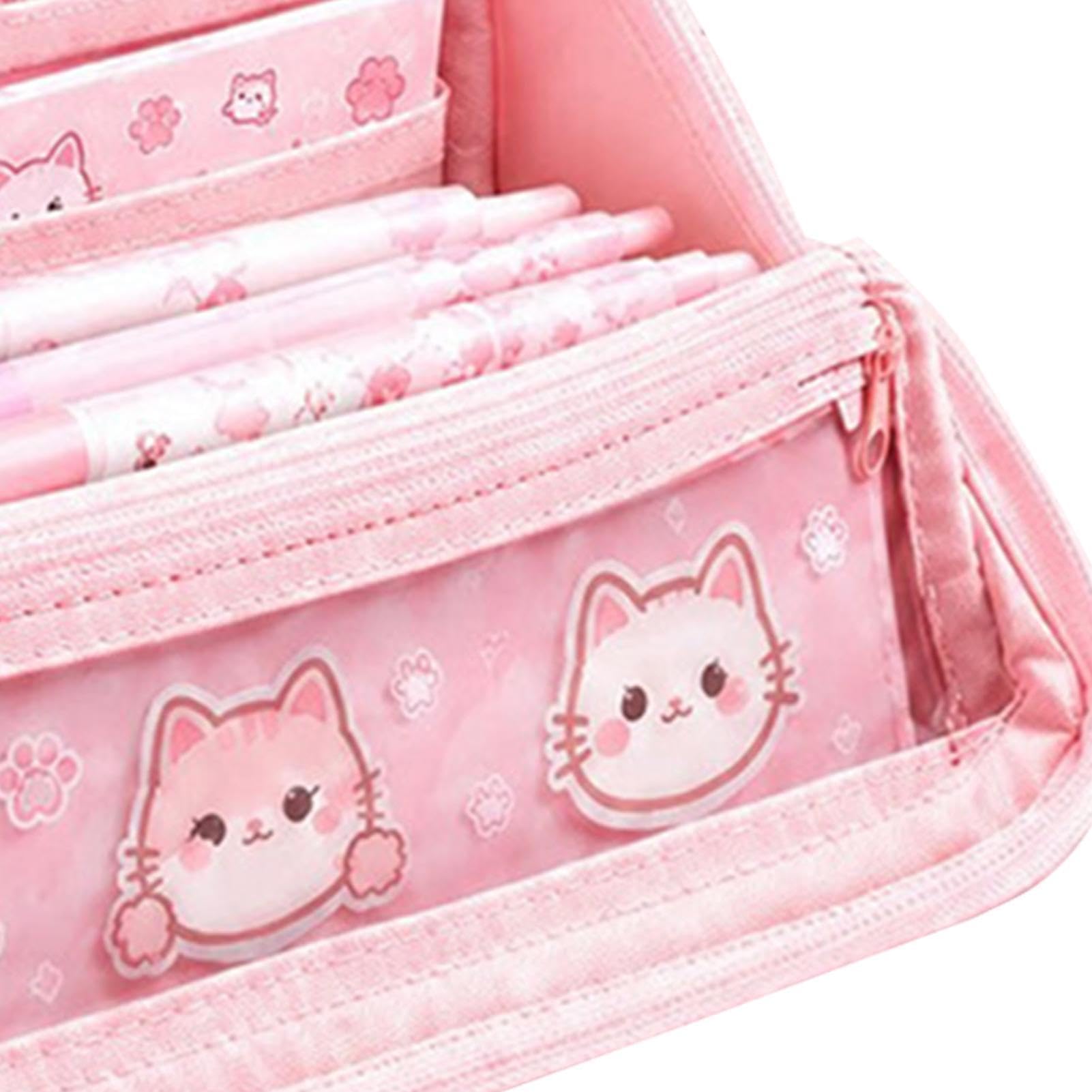 Set Astuccio Estetica Gatto Grande Capacità | Set Astuccio Cancelleria Per Studio Quotidiano Pittura Creazione Corso D'Arte Esami Viaggi Compagno Di Classe E Amico