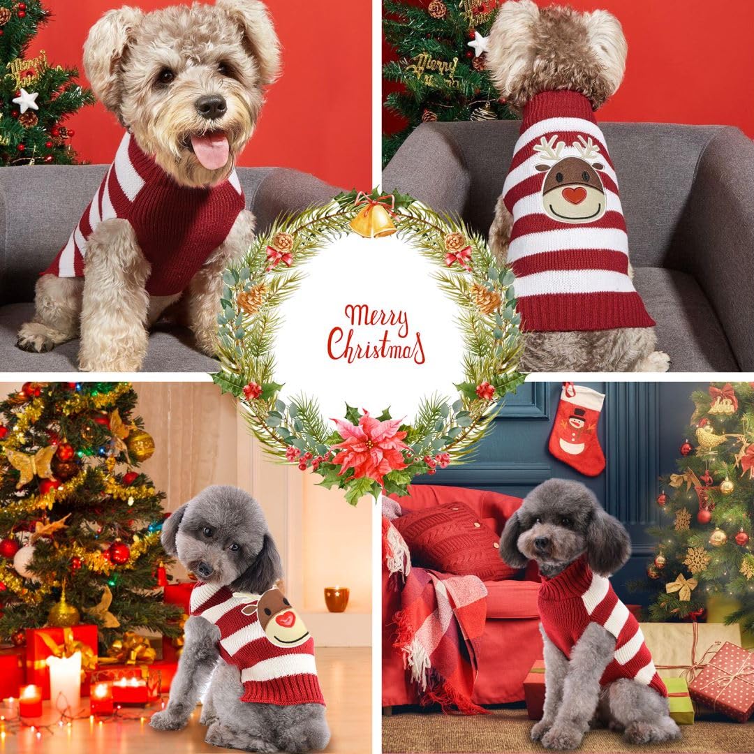 Maglioncino Cane Gatto Inverno Caldo Renna Maglione Natalizio Vestito per Taglia Piccola Media Grande Bianco XXS