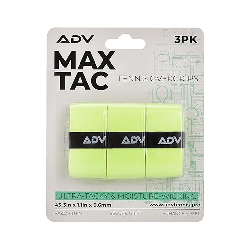 ADV MaxTac Tacky - Cinta de agarre para raqueta de tenis profesional, 3 unidades, agarre antideslizante extremadamente pegajoso, fina y fácil de