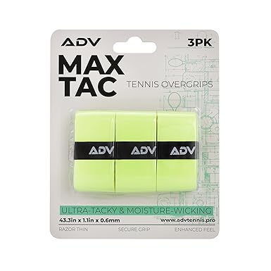 ADV MaxTac Tacky Tennis Overgrip - 3 Pack - Extremely Sticky Non-Slip Tennis Grips Overgrip