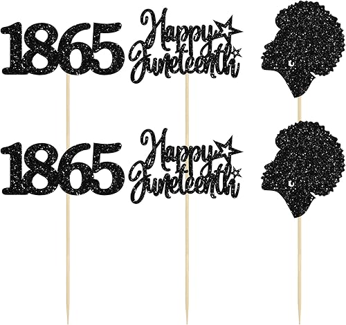 Miniatura 3 de 36 decoraciones negras para cupcakes del mes de la historia del mes de la historia, decoraciones para cupcakes de feliz juneteenth para fiesta de