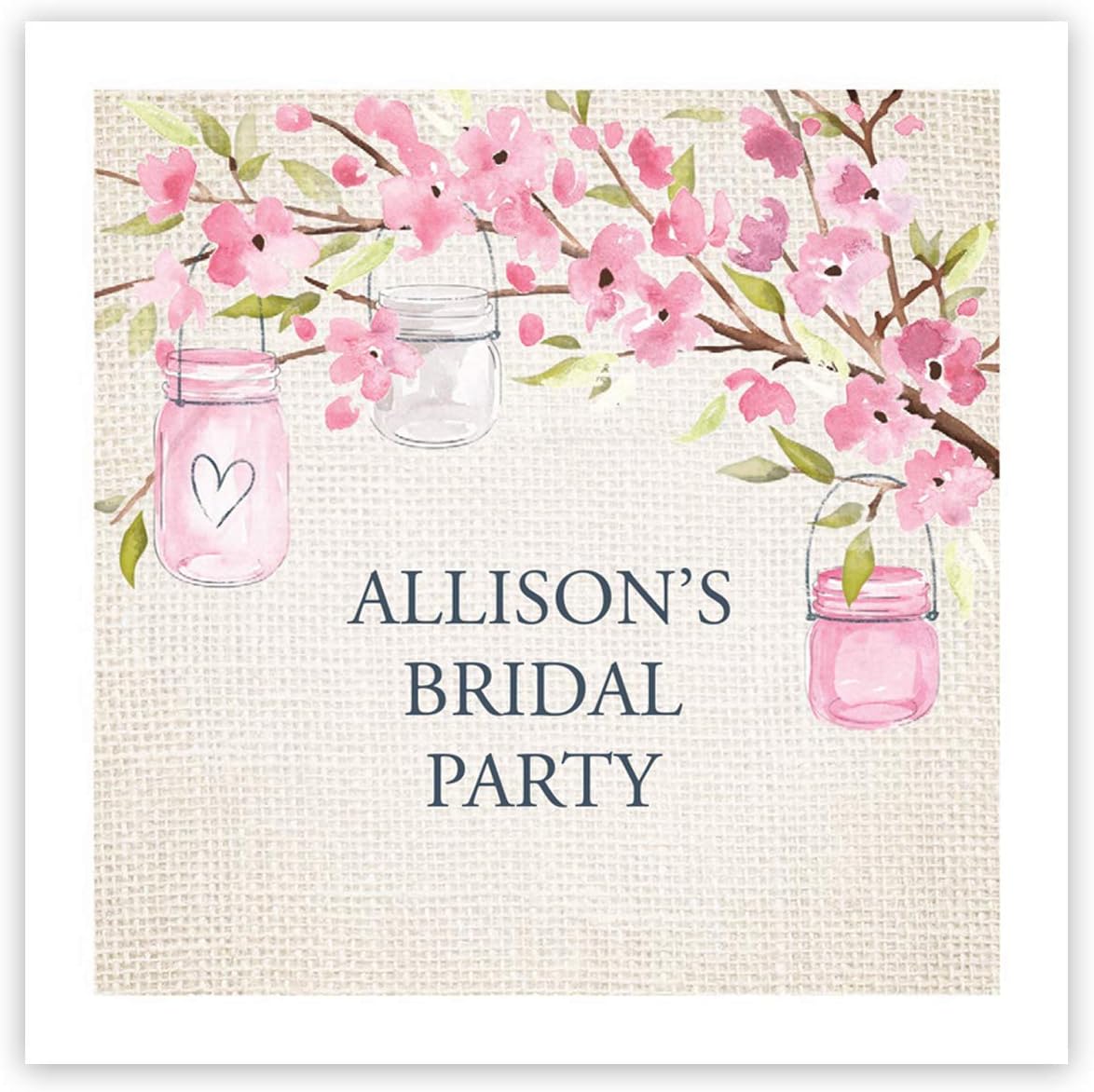 Pink Blossoms Personalized Cocktail Napkins / 100 White Paper Custom Bridal Shower 3 Ply Napkins / 4 3/4" x 4 3/4" Birthday Beverage Napkins/Made In The USA