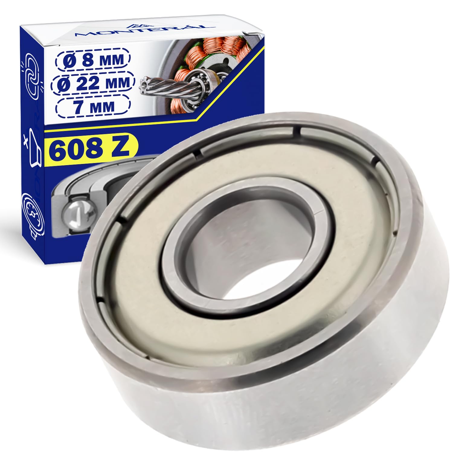 Pièce Mécanique 2 Roulements à Billes S608-2RS 8x22x7mm - Double étanchéité Acier Inox 440C