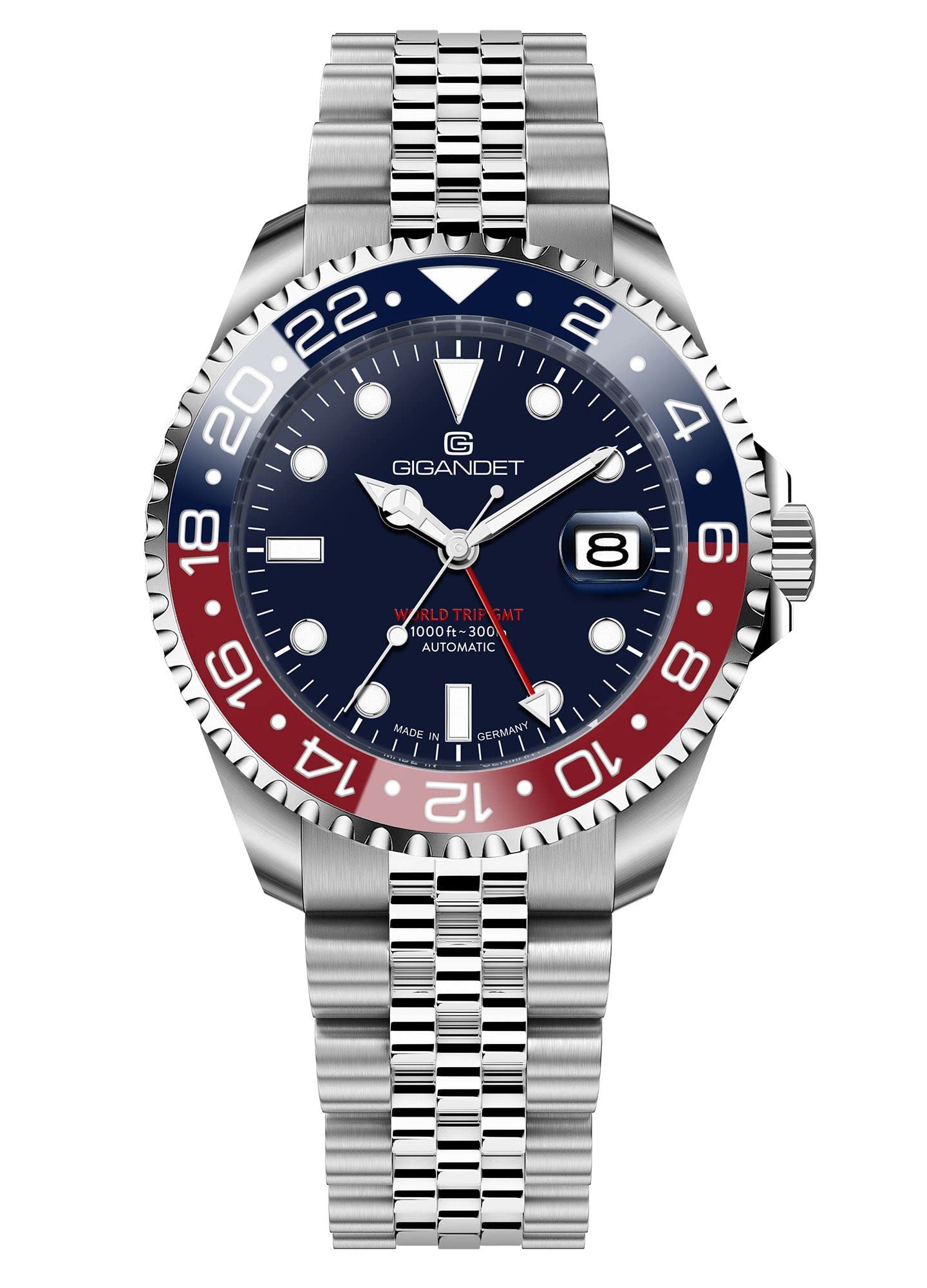 Gigandet Herren-Automatikuhr World Trip GMT - Made in Germany - Swiss Made