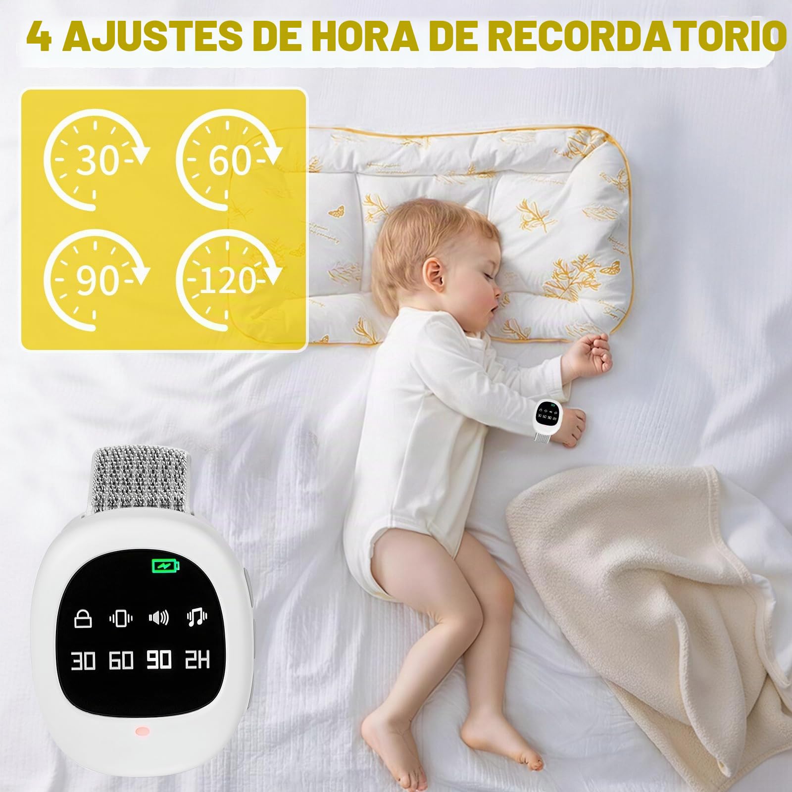Alarma Inalámbrica de Enuresis, Alarma de Enuresis en la Cama con 3 Modos de Recordatorio, USB Recargable, Alta Sensibilidad, Sensor de Humedad para Niños Mayores y Pacientes Postrados en Cama