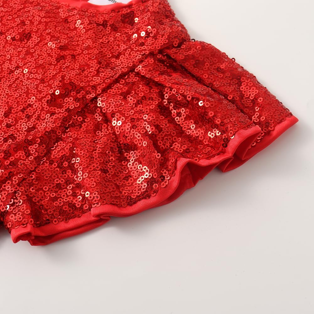 Noomelfish Girls Short Sleeve Sequin Shirts Party Glitter Sparkly Tops Blouse (5-12 Years) - Image 3