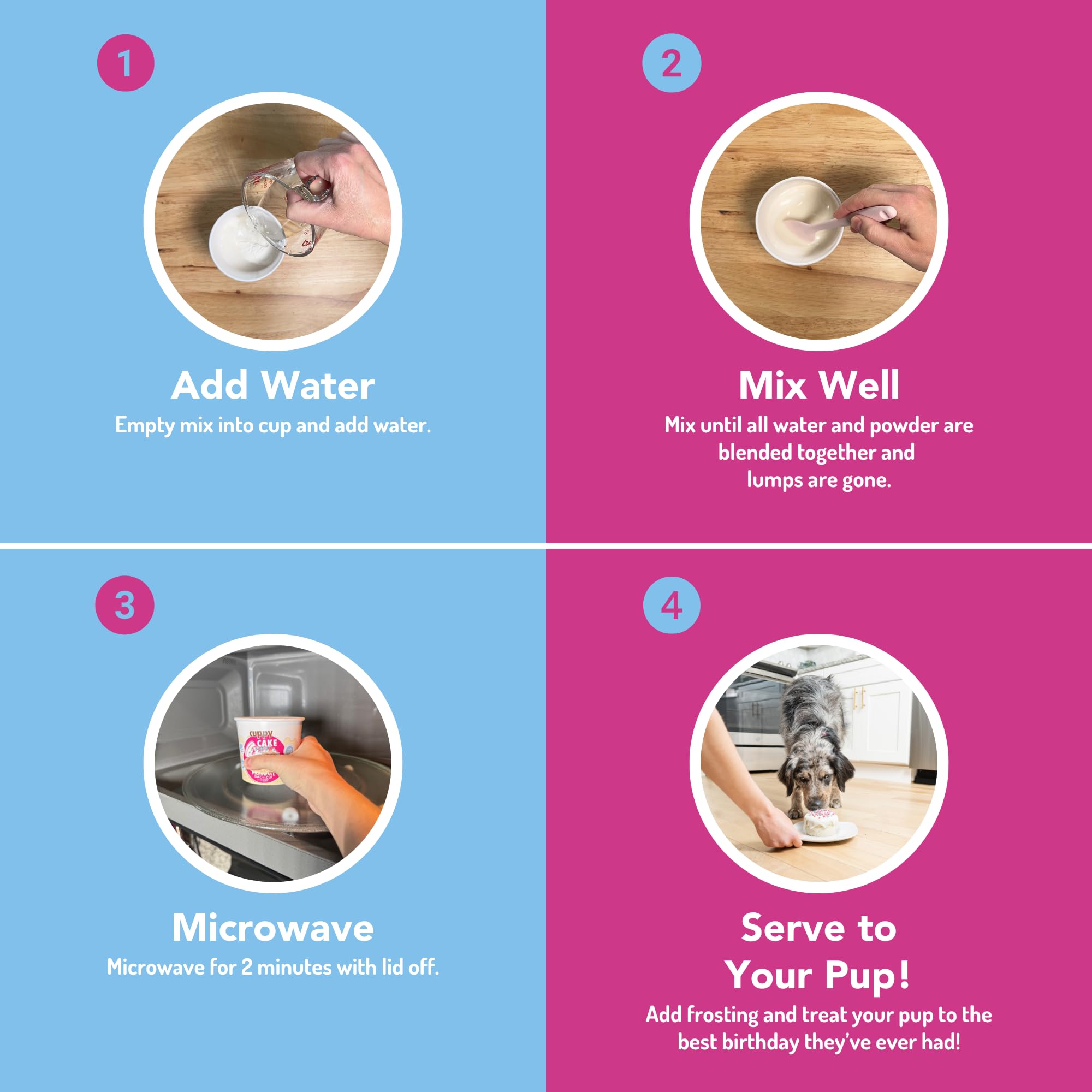 Cuppy Cake Microwave Dog Birthday Cake in a Cup - Ready in 2 Min, Just Add Water and Microwave, All Natural, Pupfetti Sprinkles, Made in USA (Woman Owned)