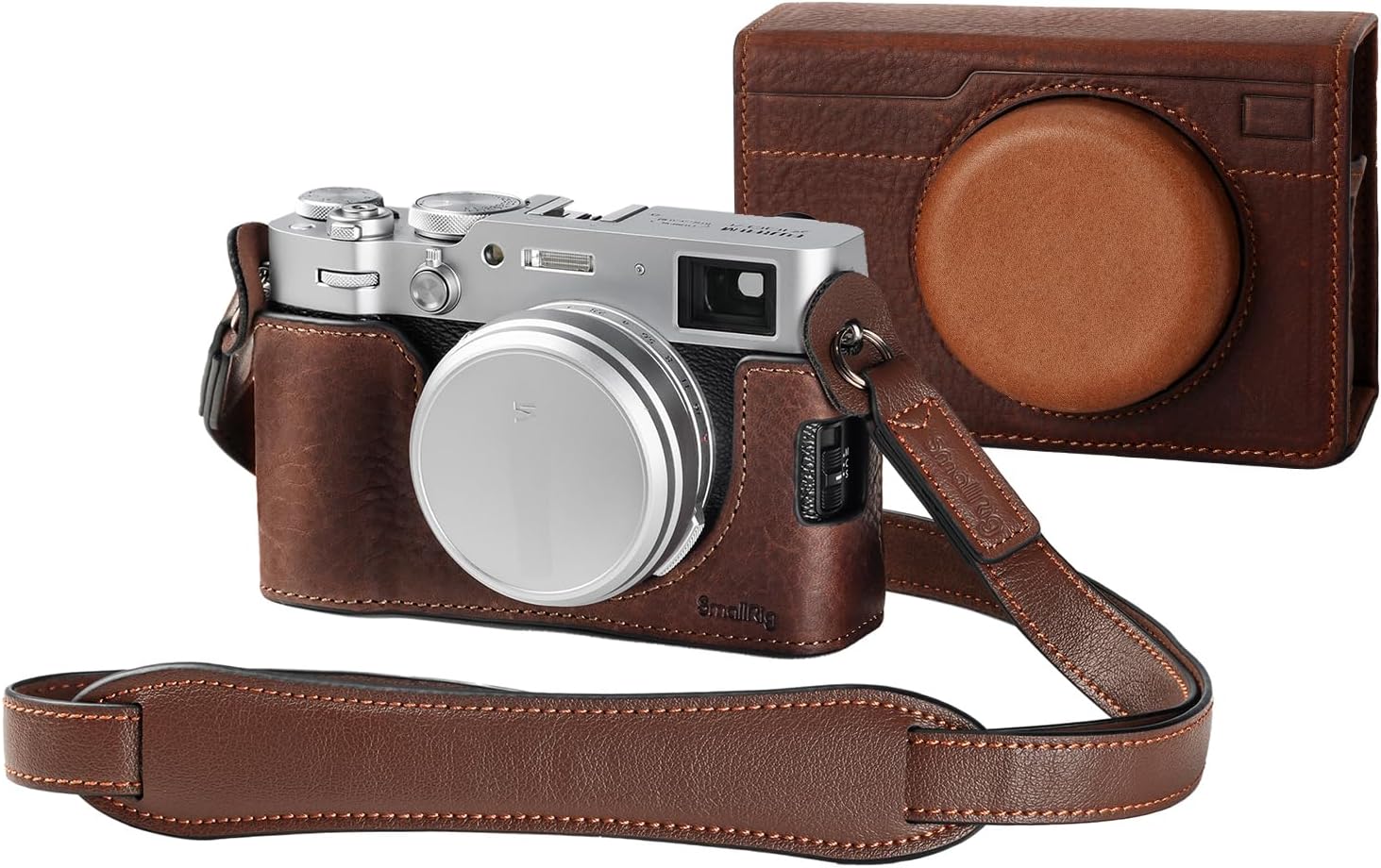SMALLRIG Leather Case Kit for FUJIFILM X100VI, Including Half Case, Flip Cover and Shoulder Strap, Genuine Leather Material, Portable and Protecting - 4558