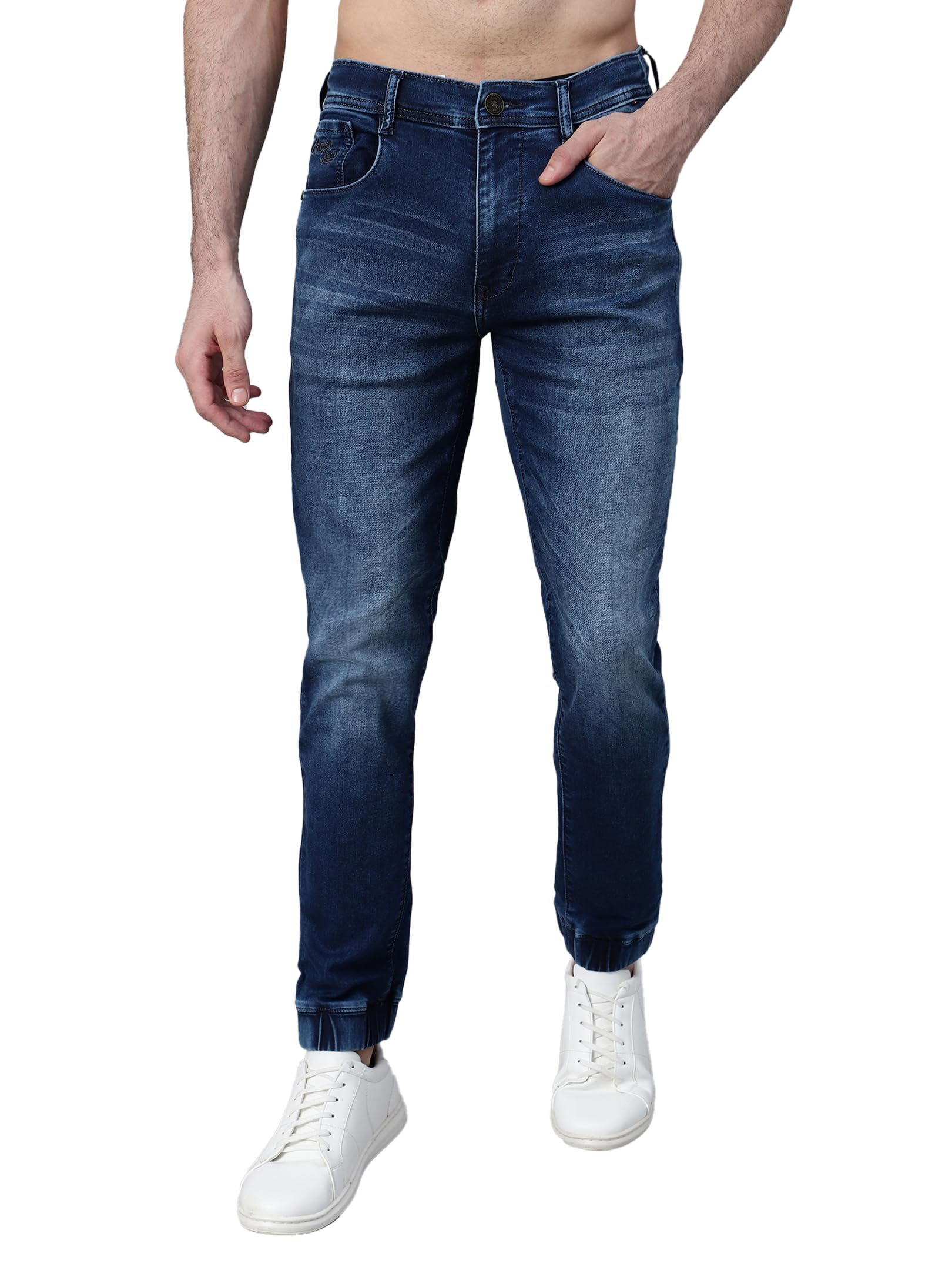 cantabil Denim Mid Rise Full Length Regular Fit Casual Jogger for Men | Joggers for Mens | Mens Full Length Cotton Blend Casual Jogger Trackpants (P_MJOG00010)-picture-11