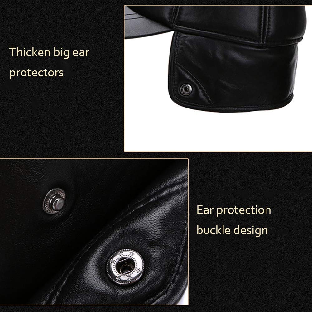 Sombreros de invierno, invierno El sombrero plano de la gorra de béisbol de cuero de edad avanzada más sombrero de terciopelo con protección contra el oído