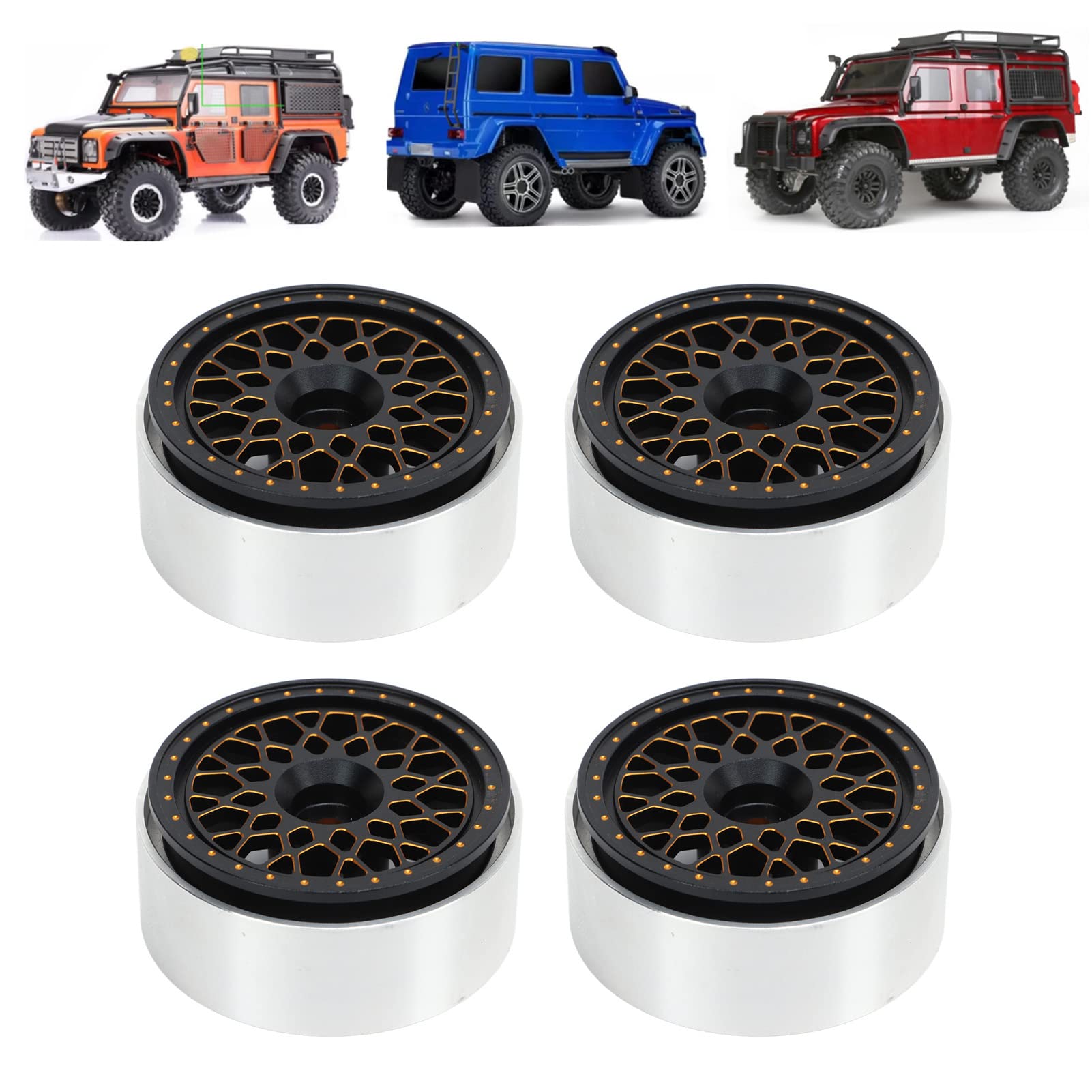 Cerchio con bloccaggio a perni RC in lega di alluminio da 1,9 pollici, ruota RC con copriruota e chiave, per auto RC 1/10; set di cerchi in metallo lavorati a CNC con