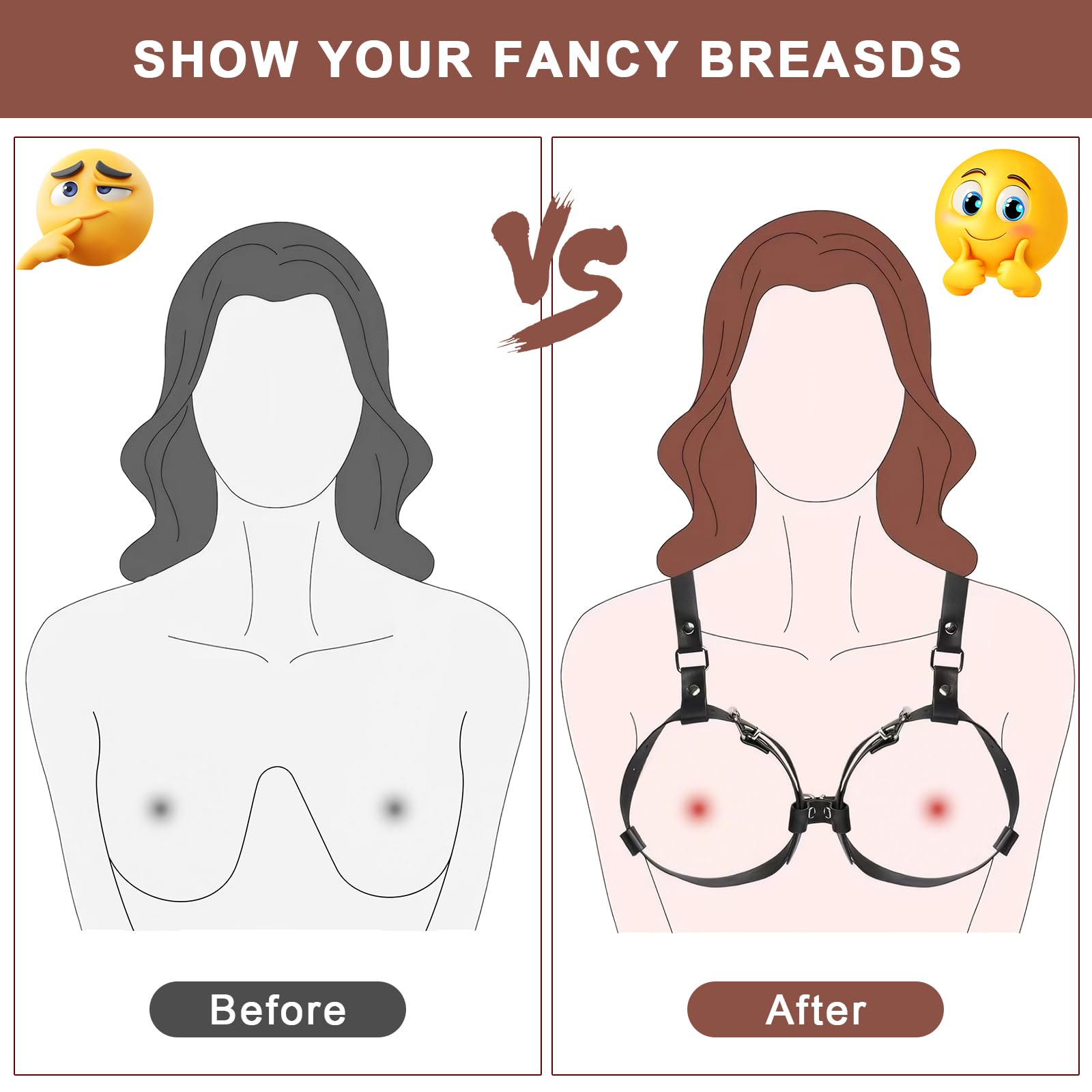 Fohil Harnais Femme Sexy Erotique, SM Ensemble de Servitude Sex Toys pour Couple Débutant, Kits de Bondage Adultes, Lingerie Sexuelle pour La Femme Rave Cosplay Costumes, Body Bondage Set Tenue BDSM