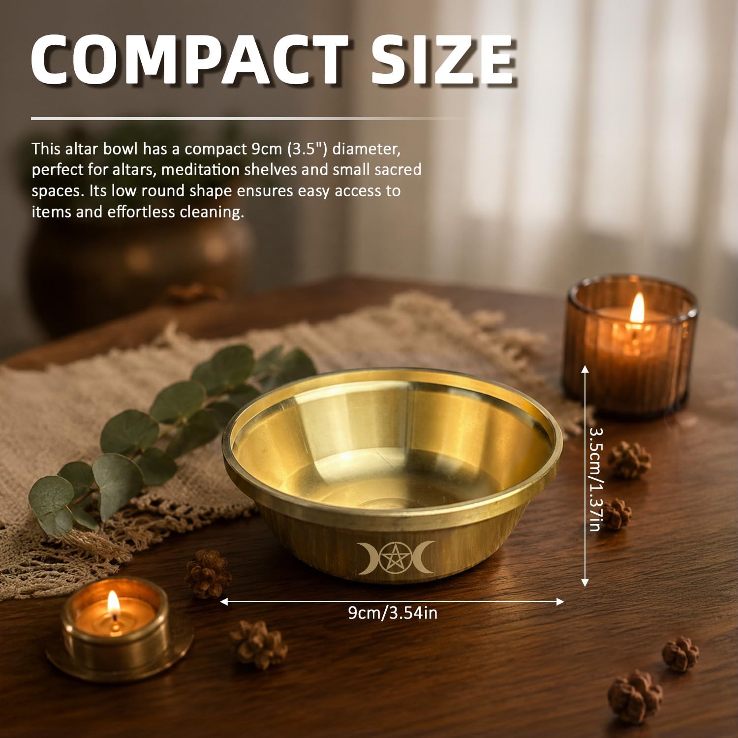 Offering Bowl Triplemoon Small Copper Bowl for Ritual, Wicca,Altar