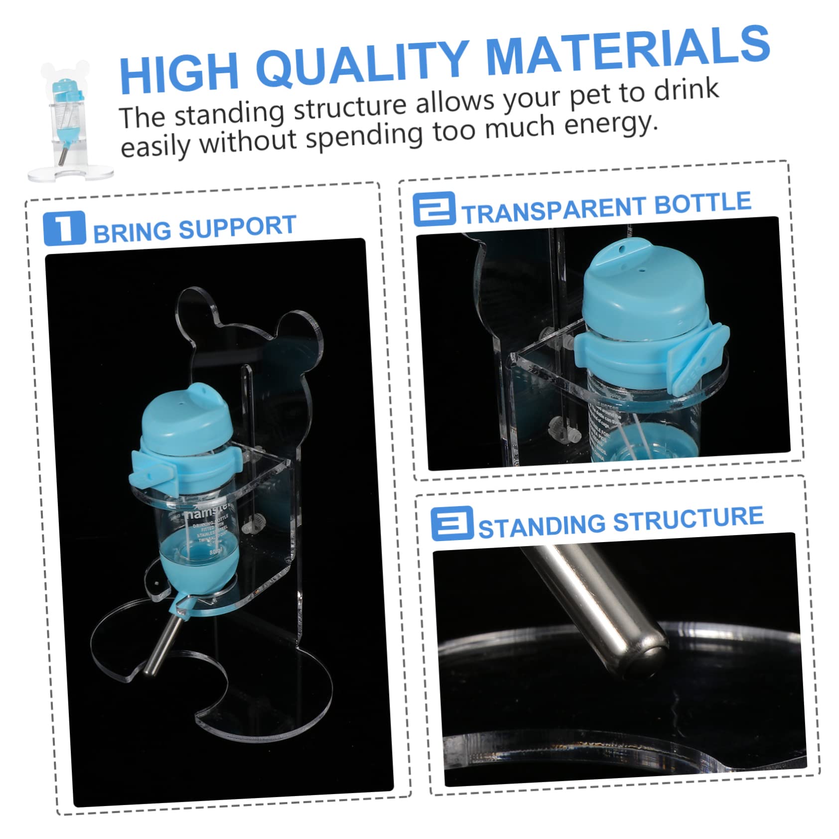 Totority 2 Pack Pet Water Bottles Acrylic Rabbit and Hamster Water Dispenser Leak- for Small Pets