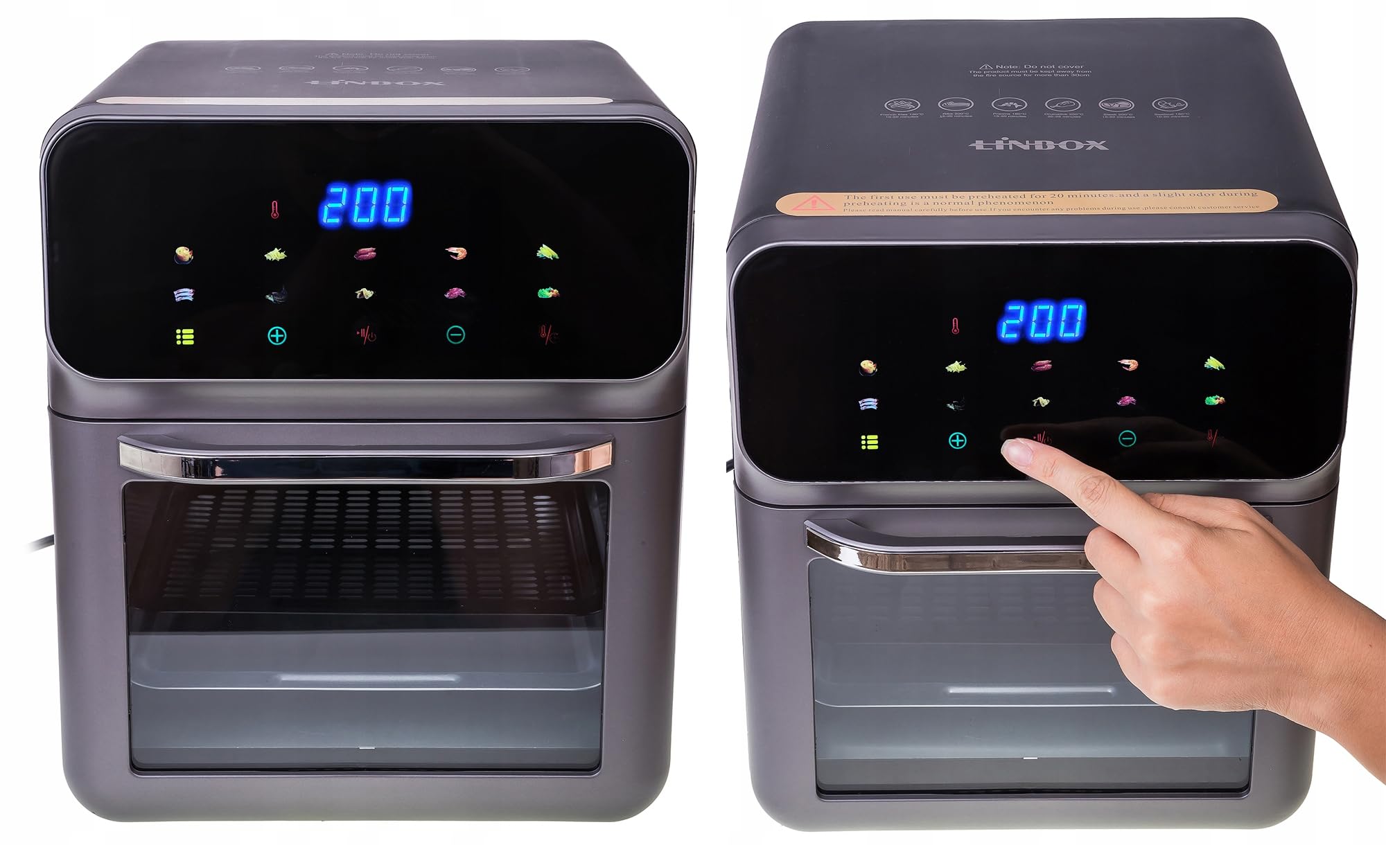 FRYTKOWNICA PIEKARNIK BEZTŁUSZCZOWY AIR FRYER LINBOX INOX CZARNY