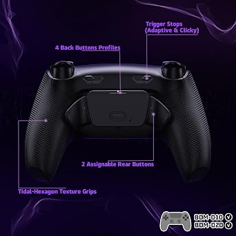 eXtremeRate RISE Plus MAX Back Paddles Kit with Clicky Trigger Stops & Rubberized Grip for PS5 Controller BDM-010 020, Remappable Back Buttons Kit for PS5 Controller - Black - NO Controller