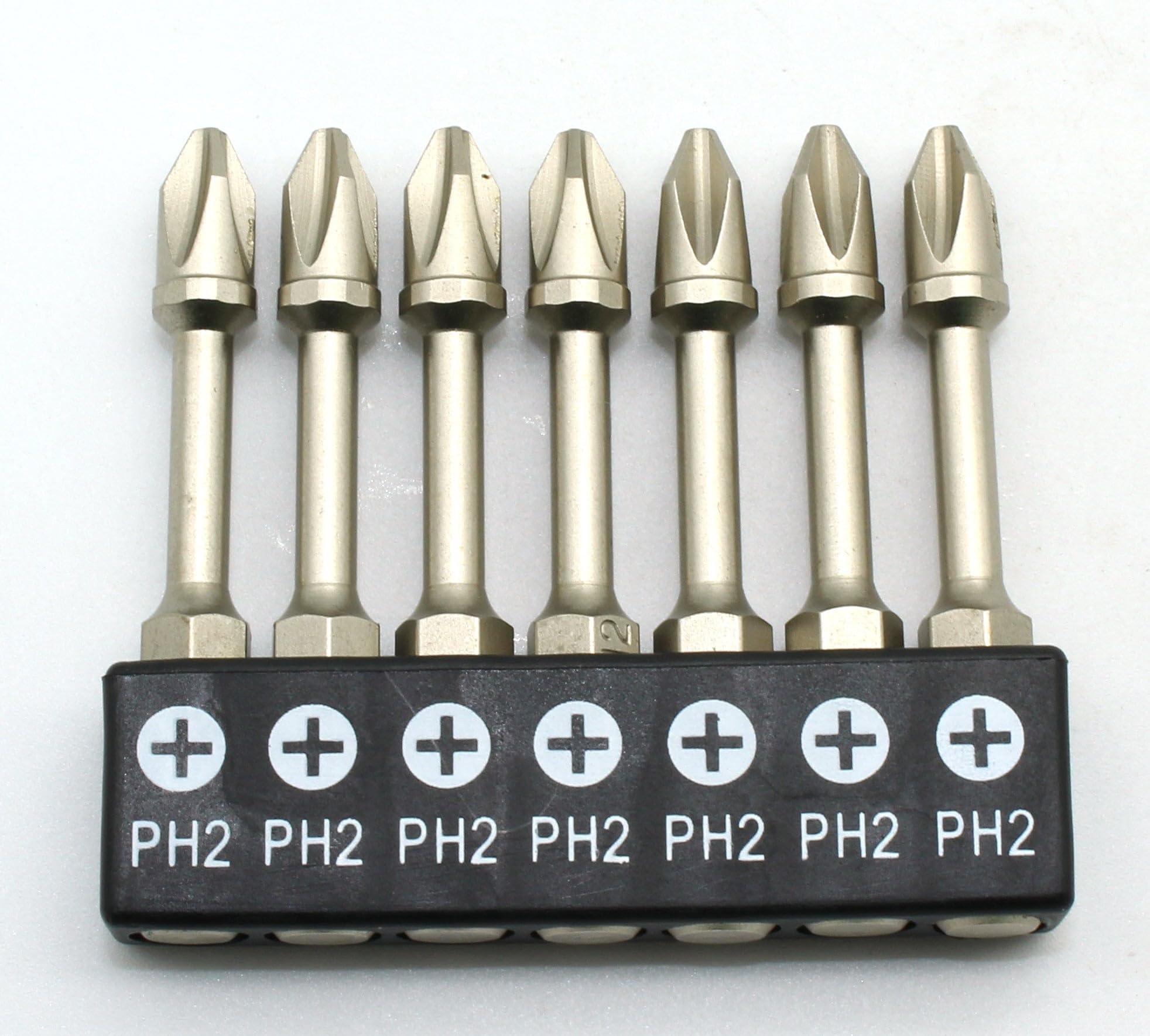 TMAX 7 pc PH2 Phillips #2 High Torque Impact Screwdriver Insert Bits Set S2 Steel Torsion Resistant, 2 Inch Long, 1/4 Inch Hex Shank with Quick