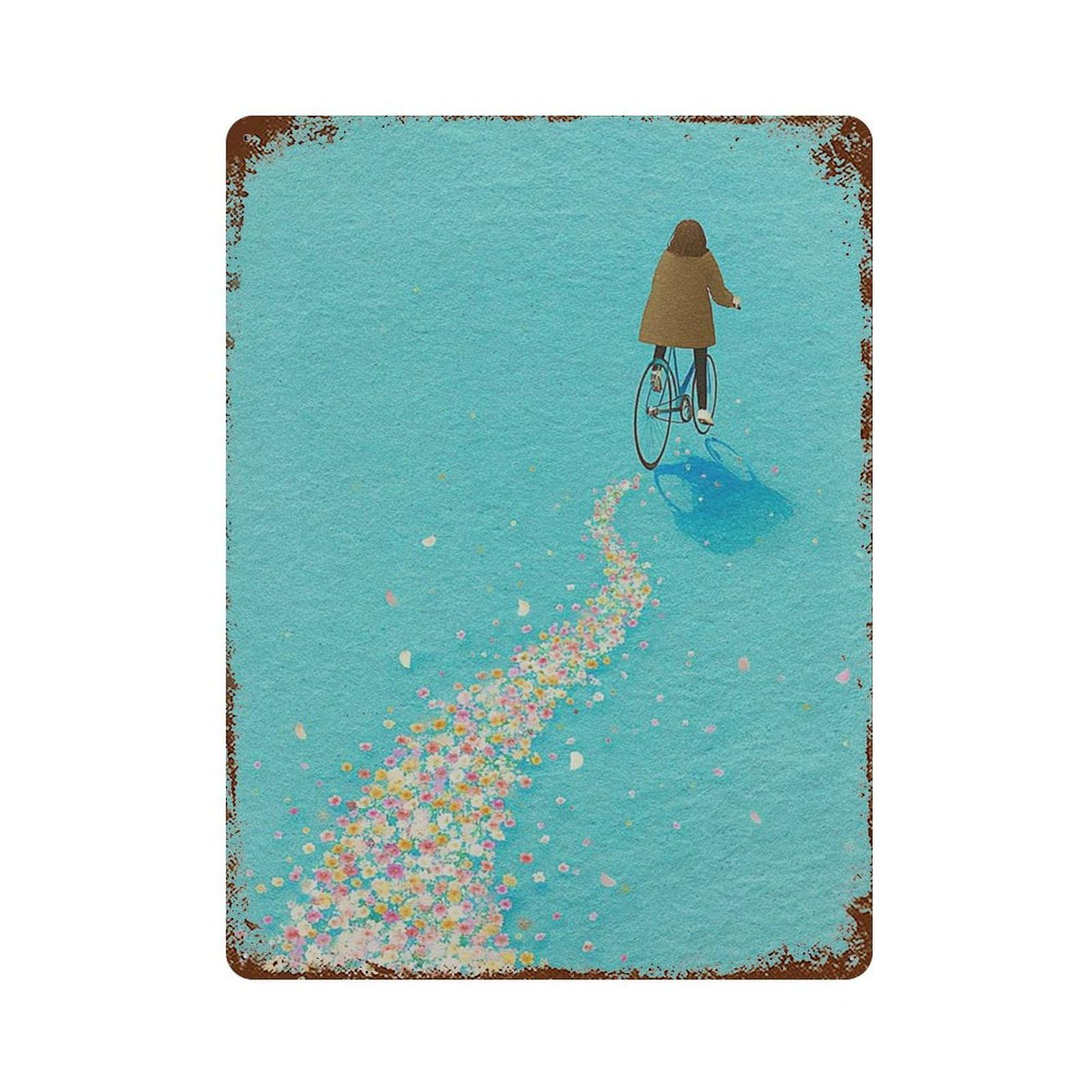 xiaoxiaoshen Bicycle Whimsical Modern Playful Cycling Work Colorful Wall Decor Art Metal Tin Poster Modern Home Decor Art Home Bar Shop Decorations Vintage Sign 40x30cm
