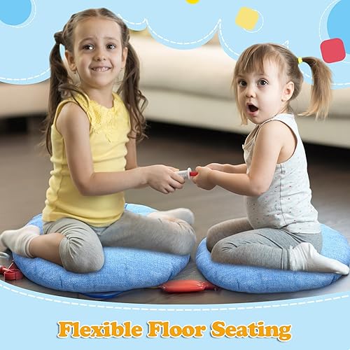 Miniatura 110 de Fumete 8 cojines redondos de piso de 16 pulgadas para niños y niños pequeños, cojín de suelo flexible para muebles de aula, para el hogar, Azul real